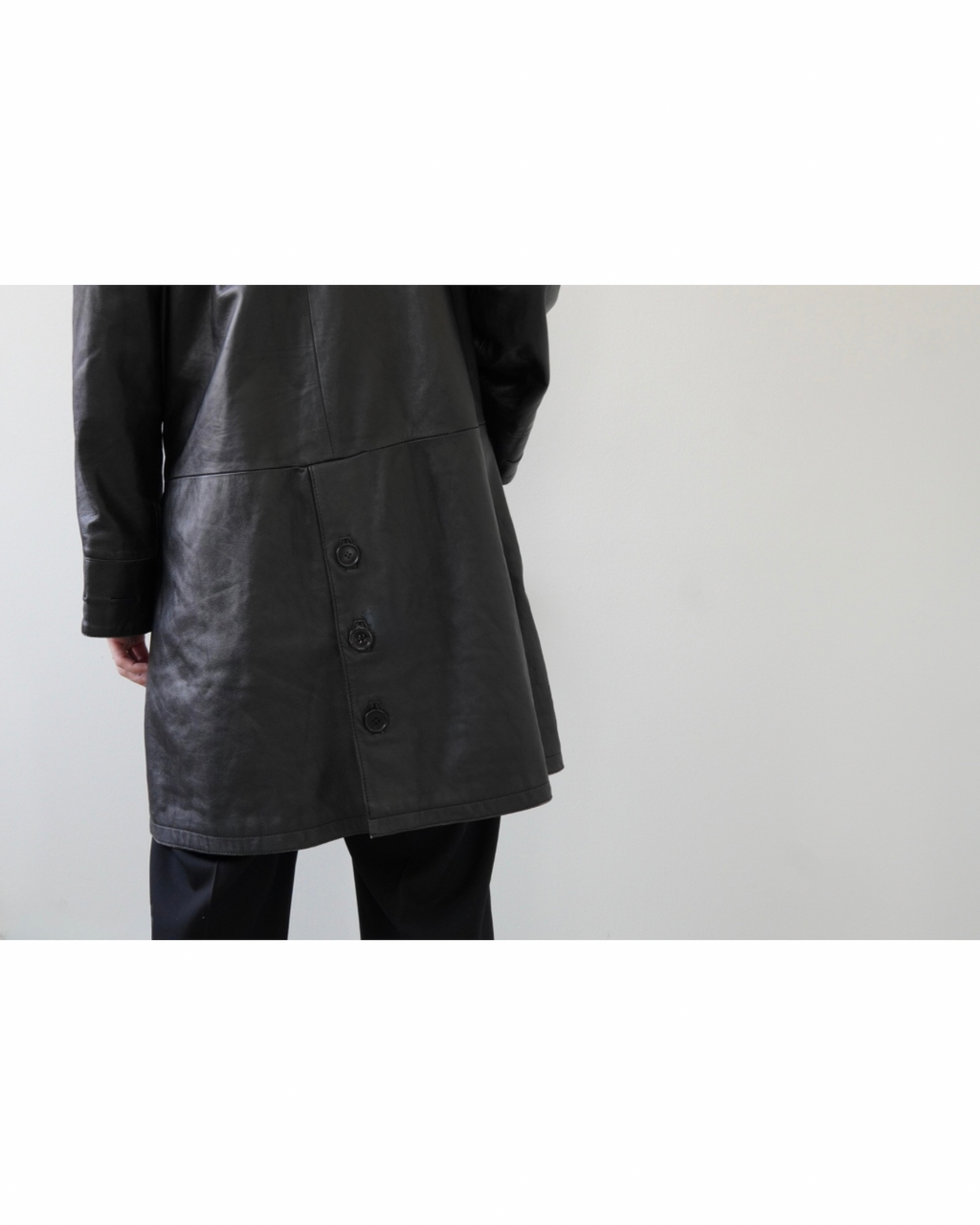 Drawstring Pocket Leather Car Coat