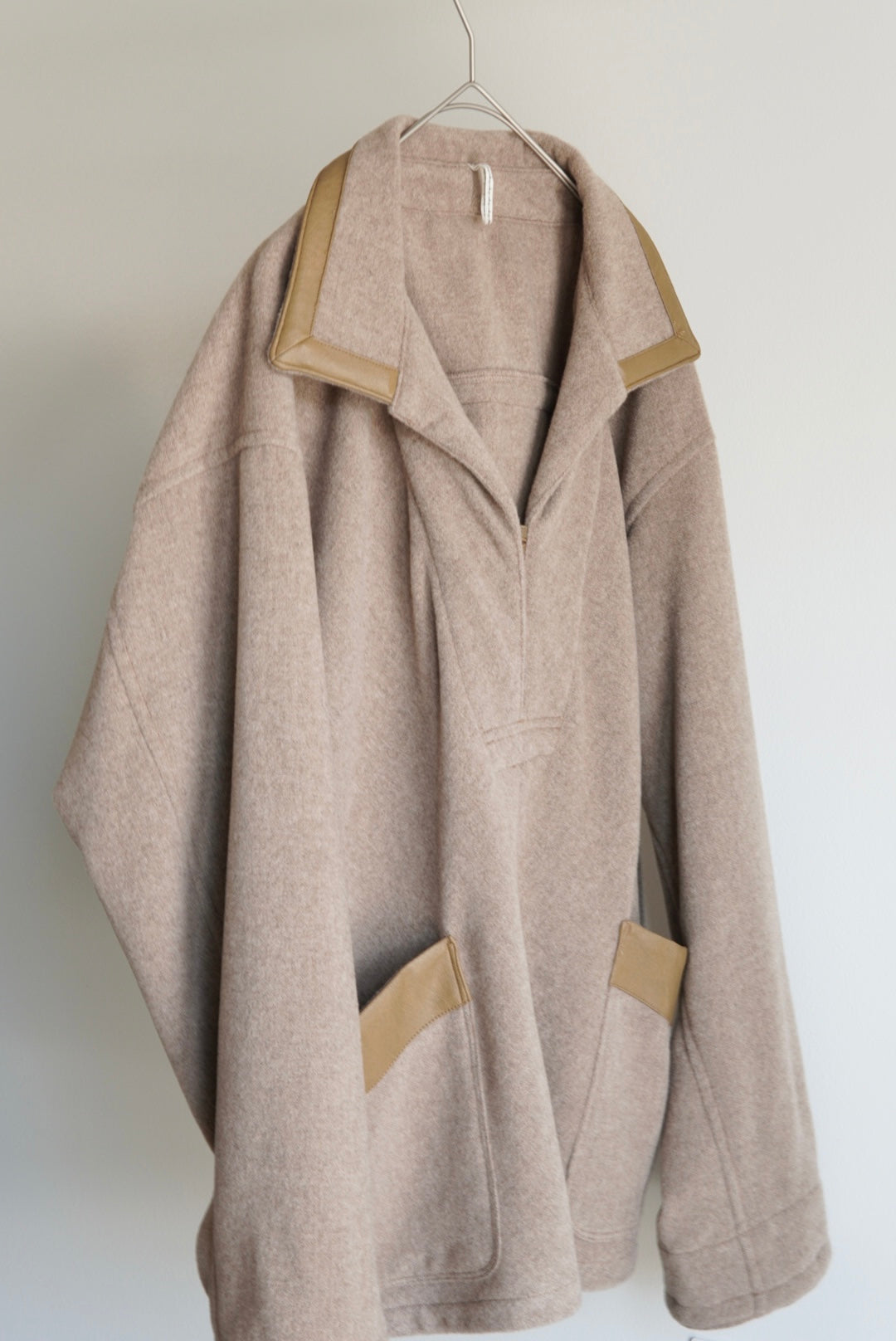 【m’s braque】FAUX LEATHER TRIM OVERSIZE PULLOVER
