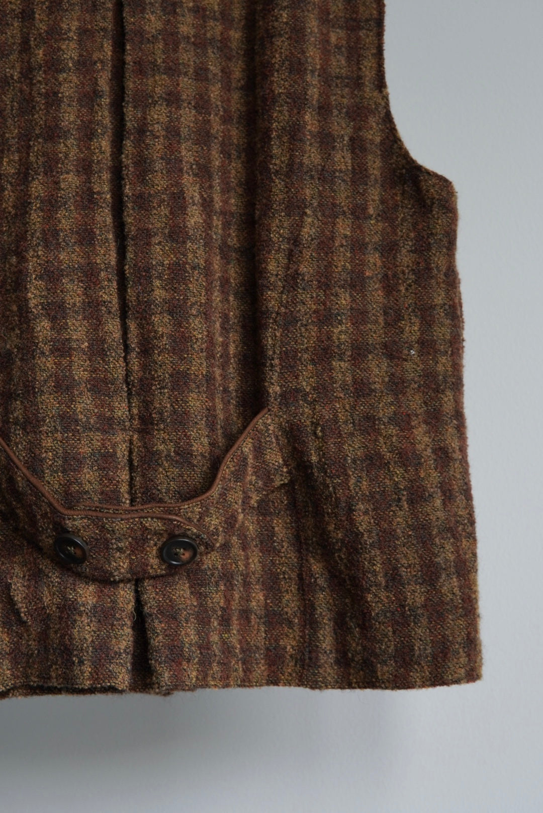 Virgin Wool Check Tweed Vest