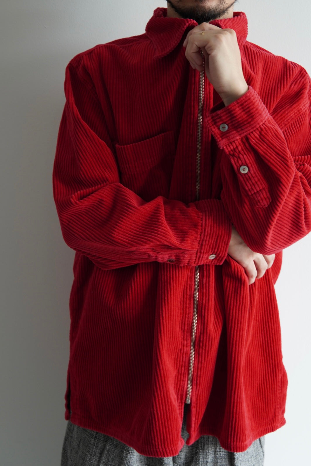 wide wale corduroy zip-up jacket
