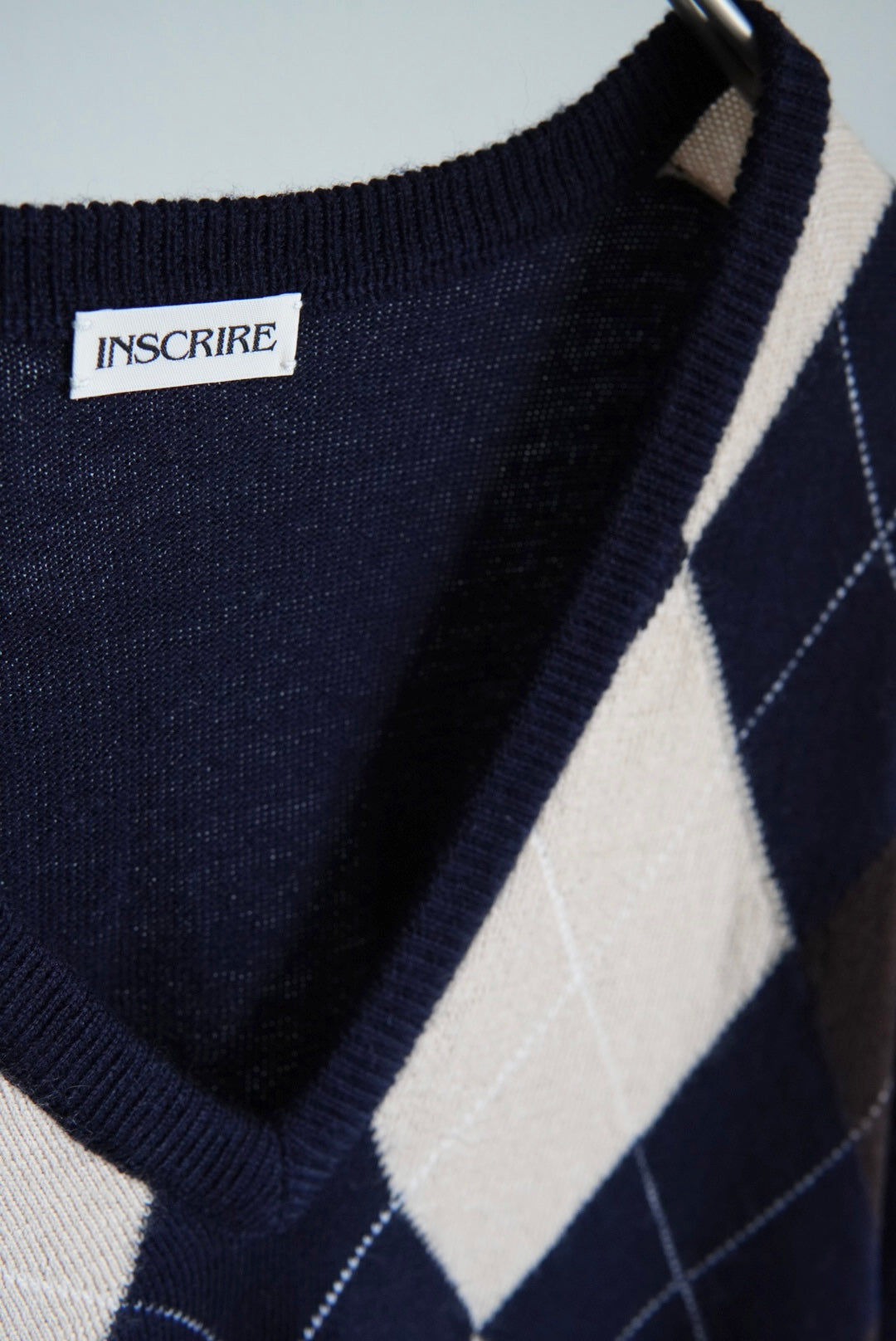 【INSCRIRE】Argyle V-Neck Sweater