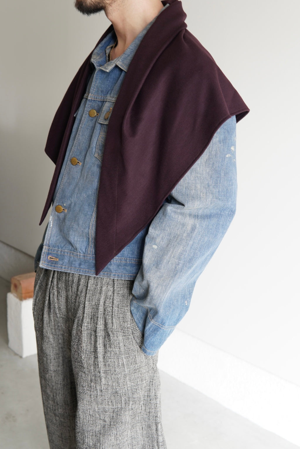 【m’s braque】CROPPED BAGGY PANTS GLEN CHECK
