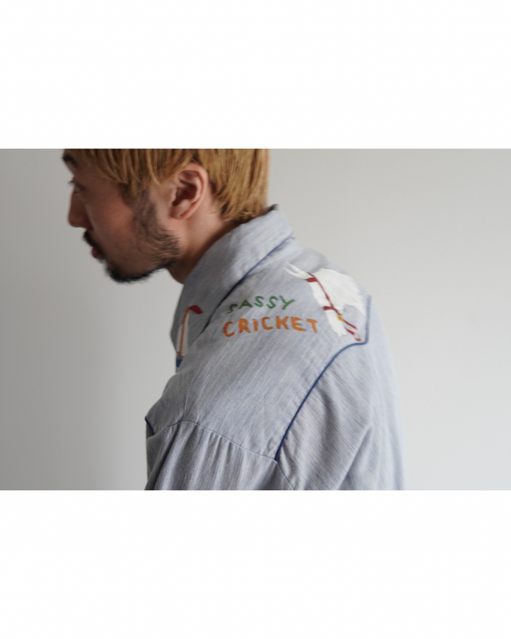 70s paint-marked contrast trim western shirt