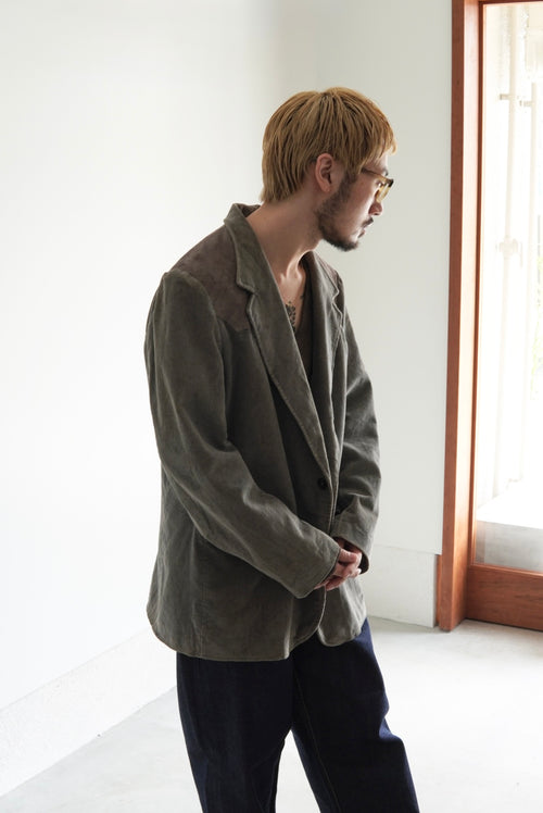 Faded Corduroy Leather-Yoke Western Jacket