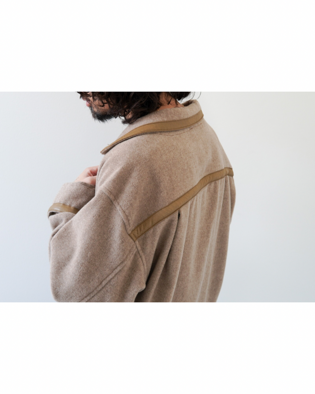 【m’s braque】FAUX LEATHER TRIM OVERSIZE PULLOVER