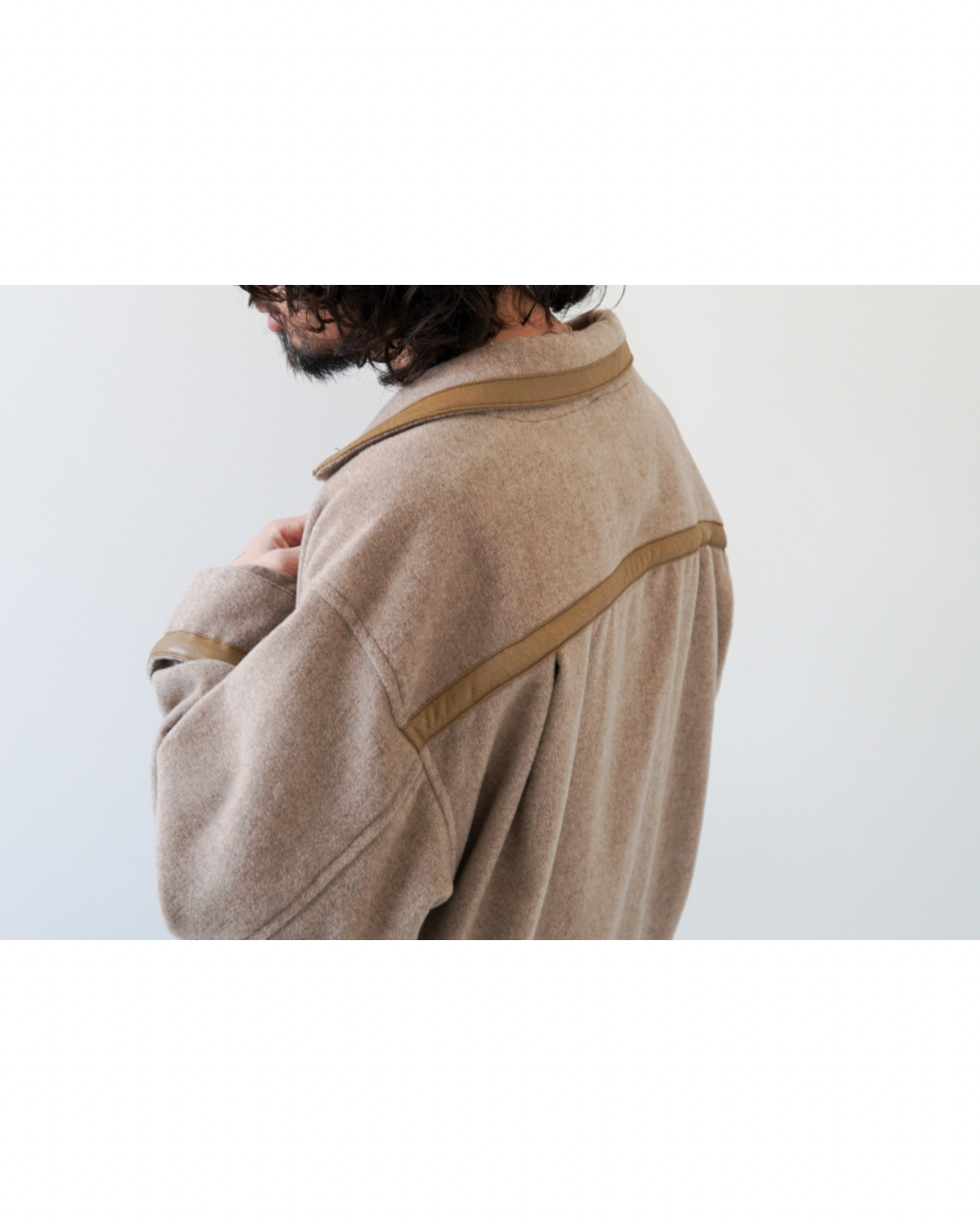 【m’s braque】FAUX LEATHER TRIM OVERSIZE PULLOVER