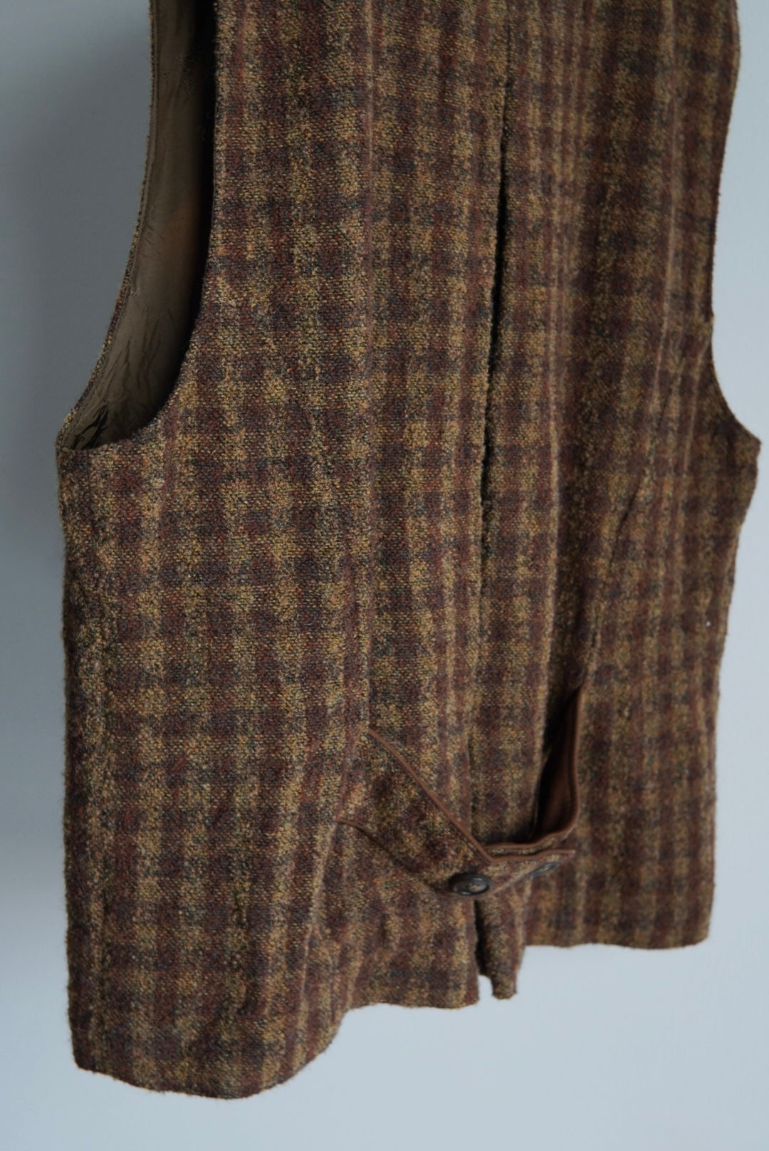Virgin Wool Check Tweed Vest