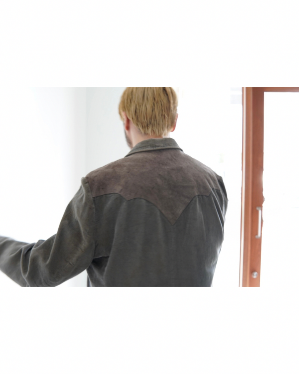 Faded Corduroy Leather-Yoke Western Jacket
