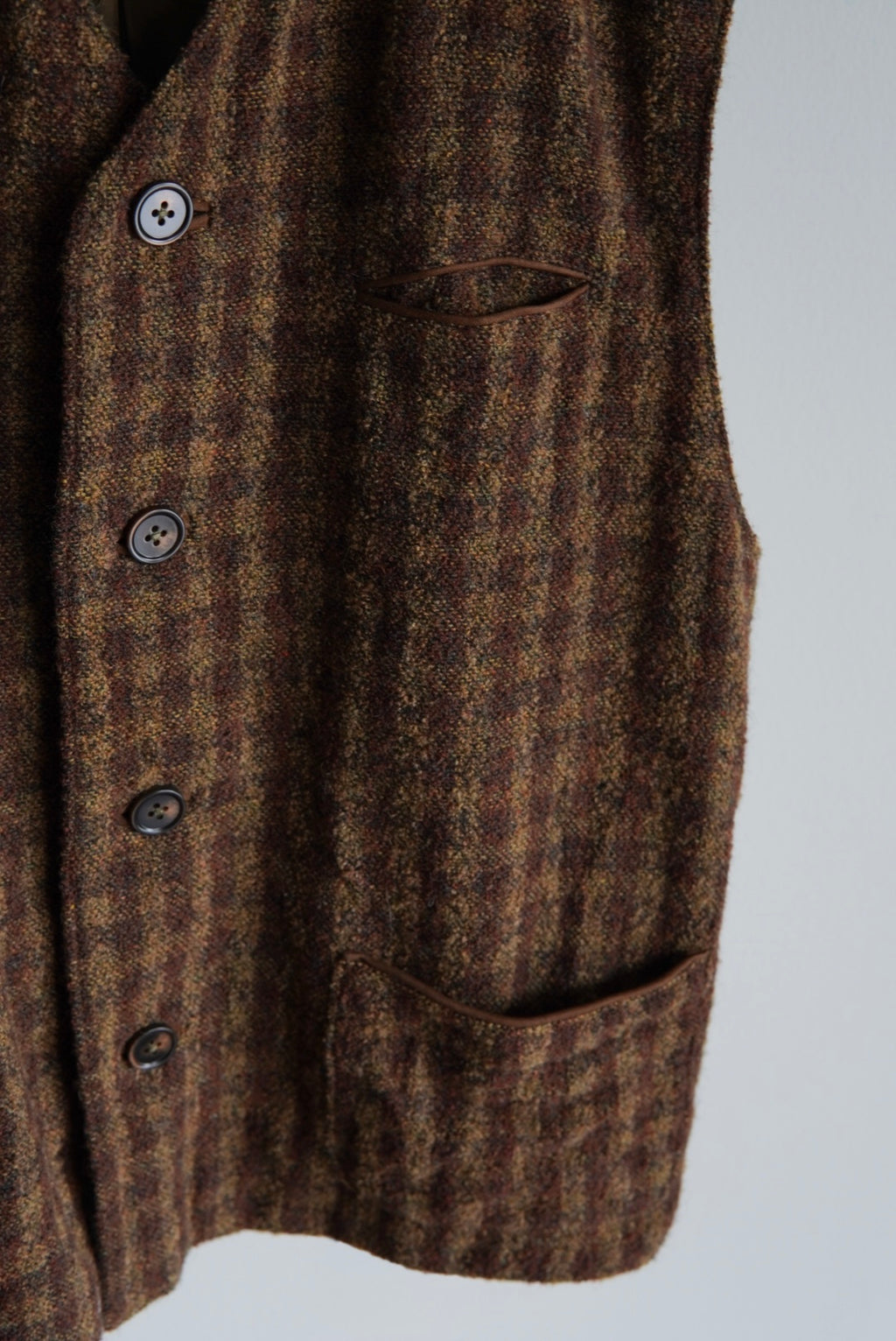 Virgin Wool Check Tweed Vest