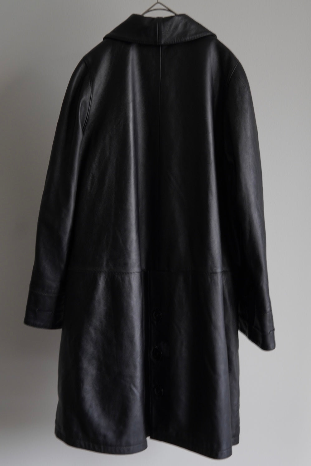 Drawstring Pocket Leather Car Coat