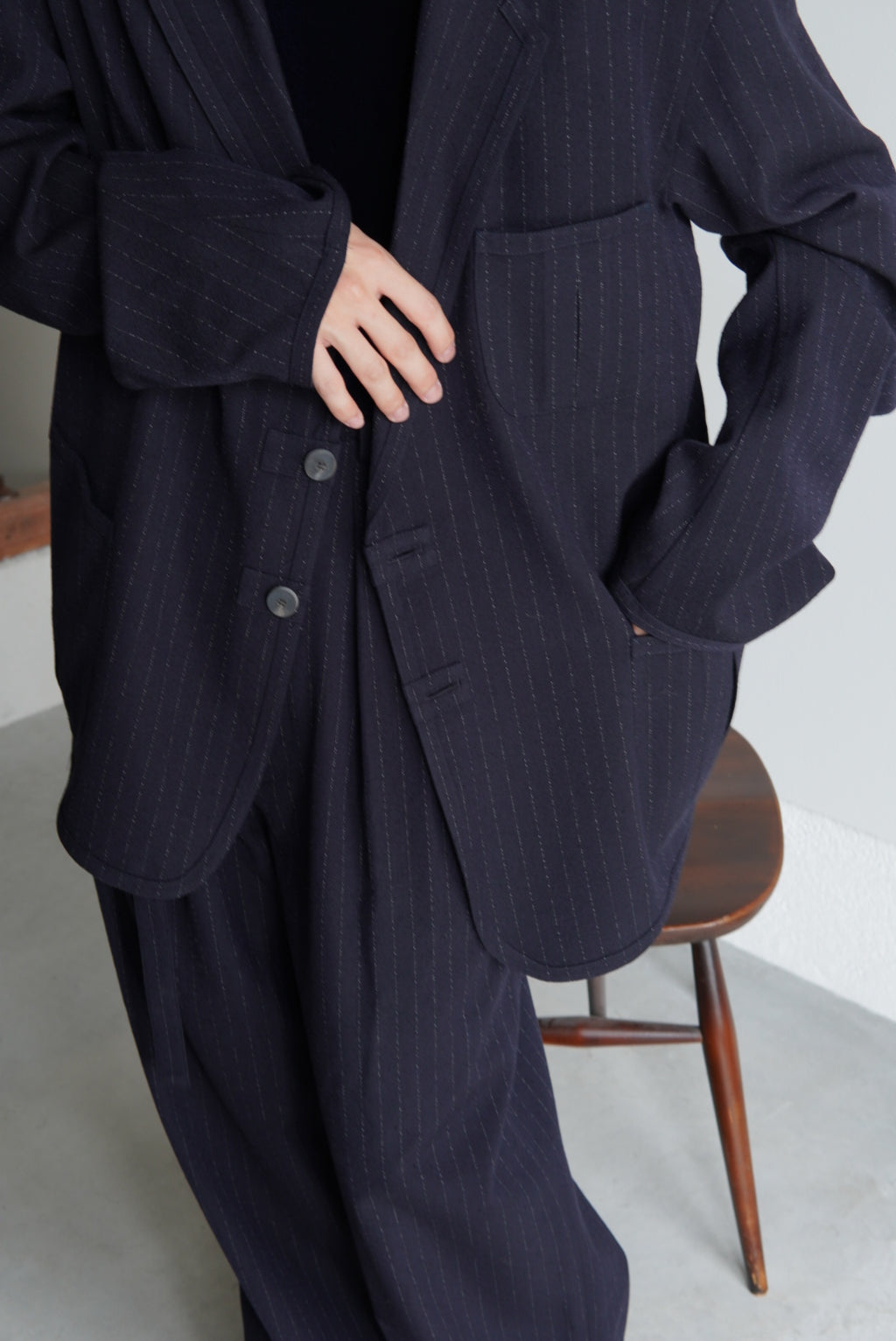 【m’s braque】SINGLE BREASTED TRIMMED JACKET