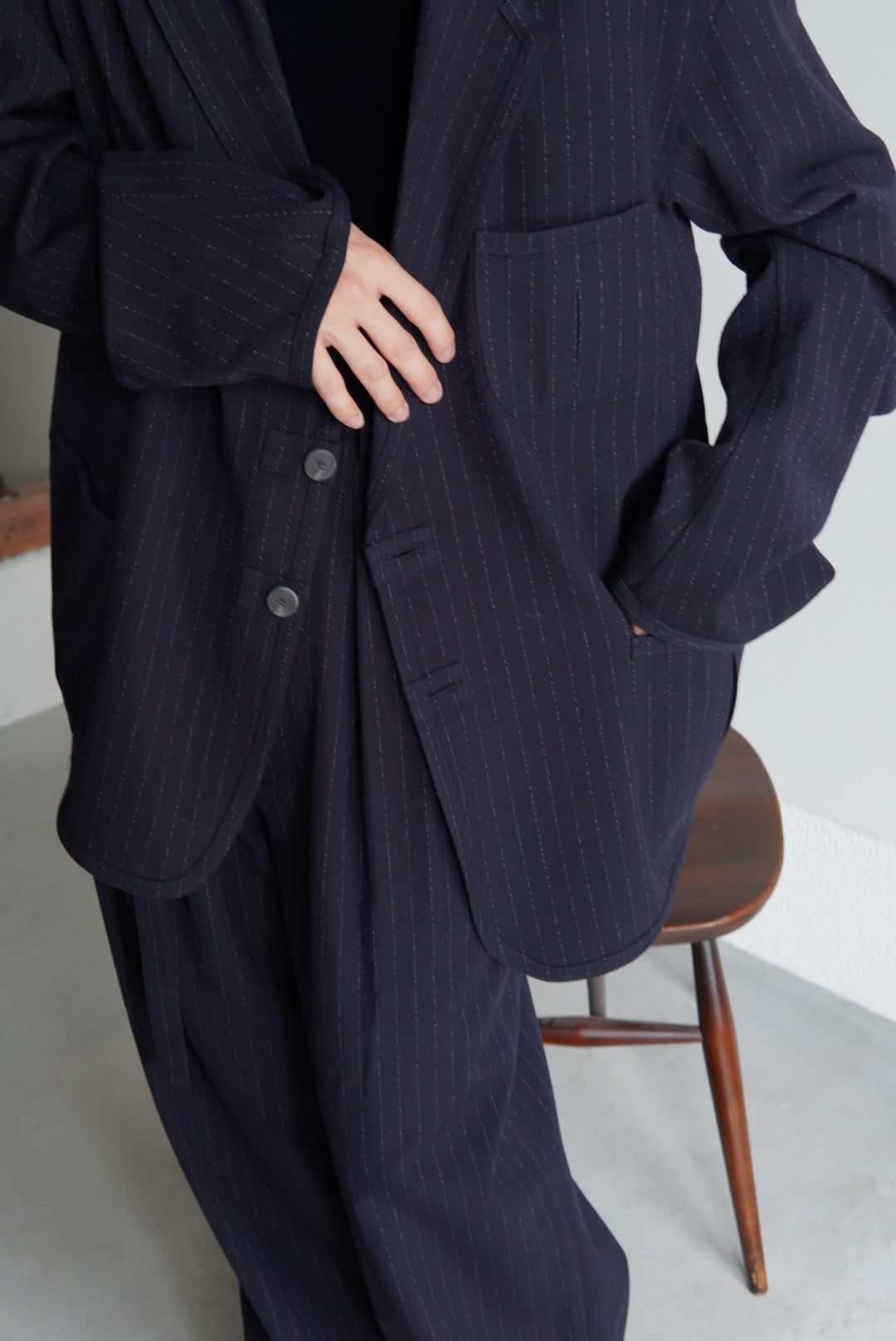【m’s braque】SINGLE BREASTED TRIMMED JACKET