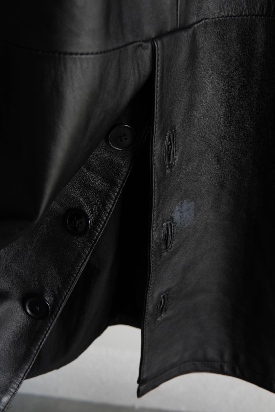 Drawstring Pocket Leather Car Coat