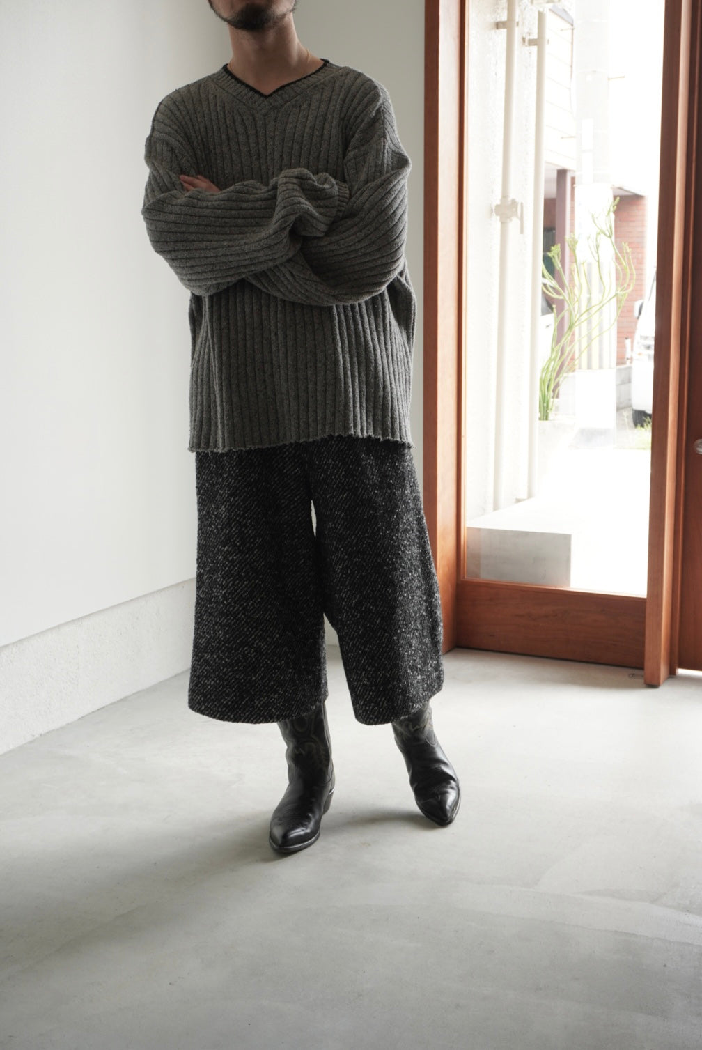 【m’s braque】CROPPED BAGGY PANTS TWEED