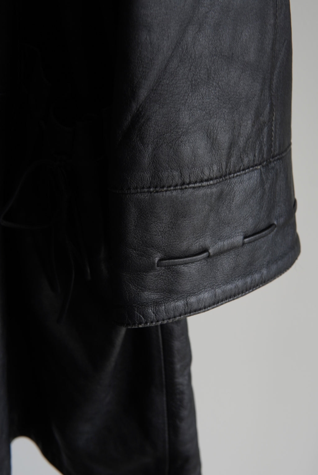 Drawstring Pocket Leather Car Coat
