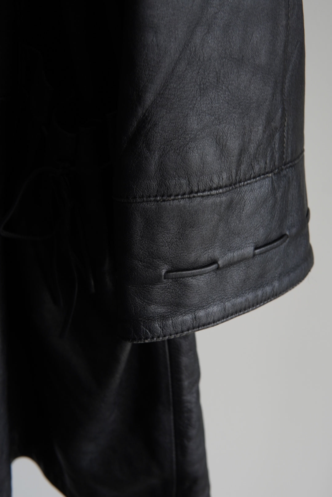 Drawstring Pocket Leather Car Coat