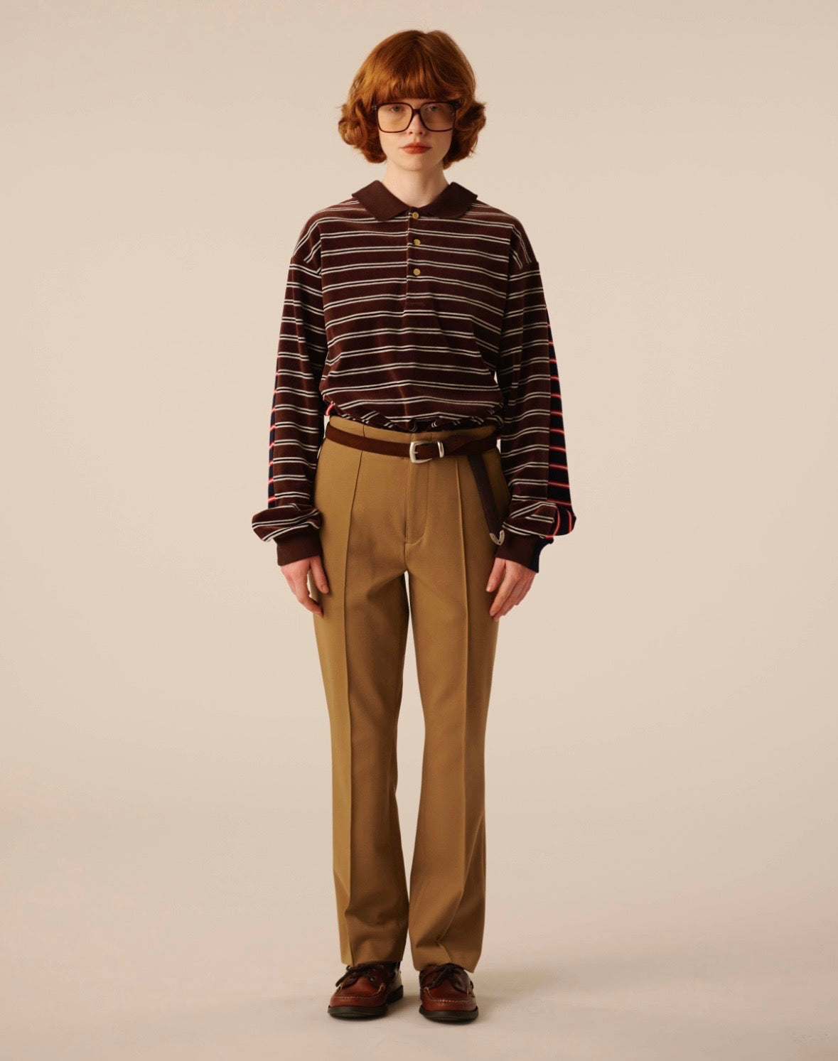 【INSCRIRE】Velvet Border 2Way Polo Shirt