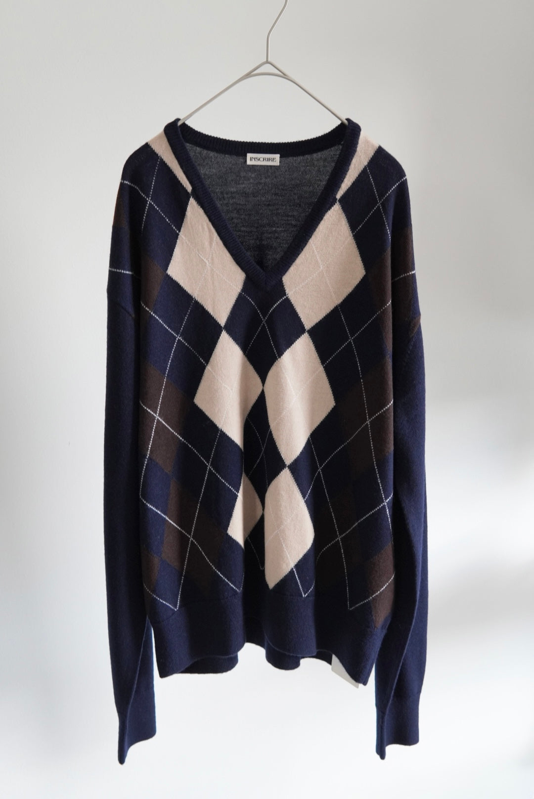 【INSCRIRE】Argyle V-Neck Sweater