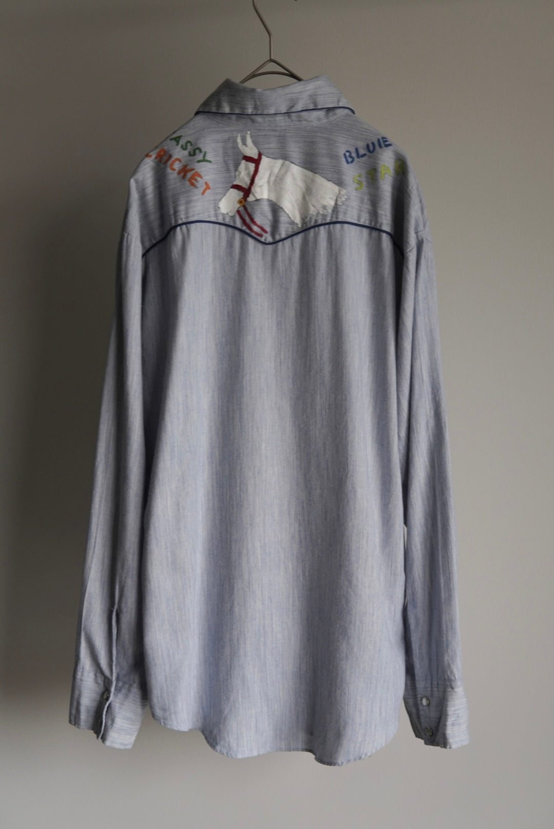 70s paint-marked contrast trim western shirt