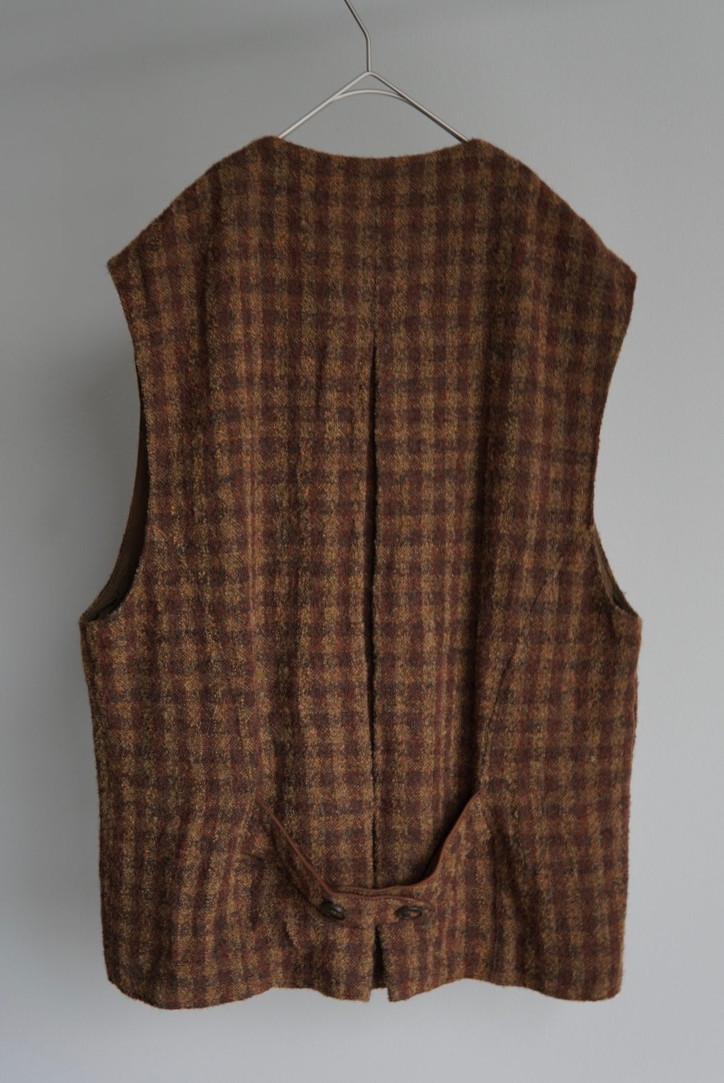 Virgin Wool Check Tweed Vest