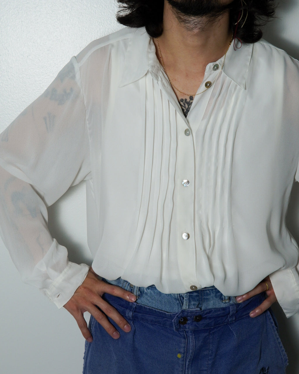 sheer pleats shirts