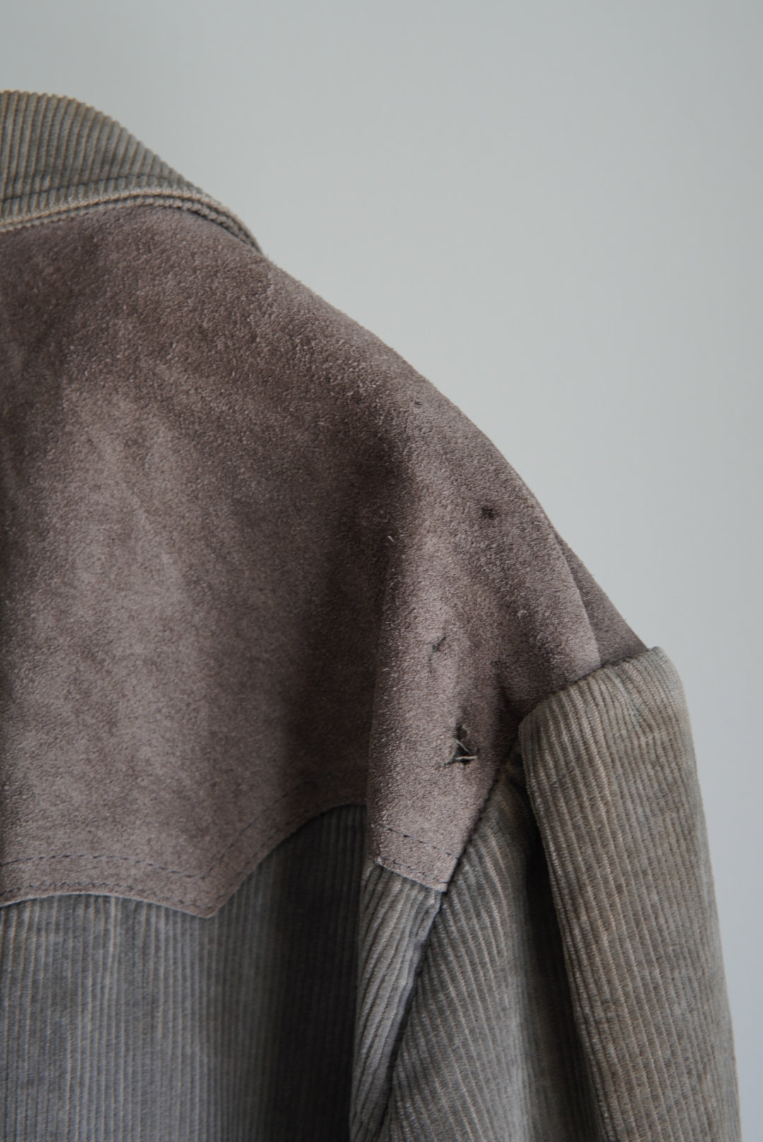 Faded Corduroy Leather-Yoke Western Jacket