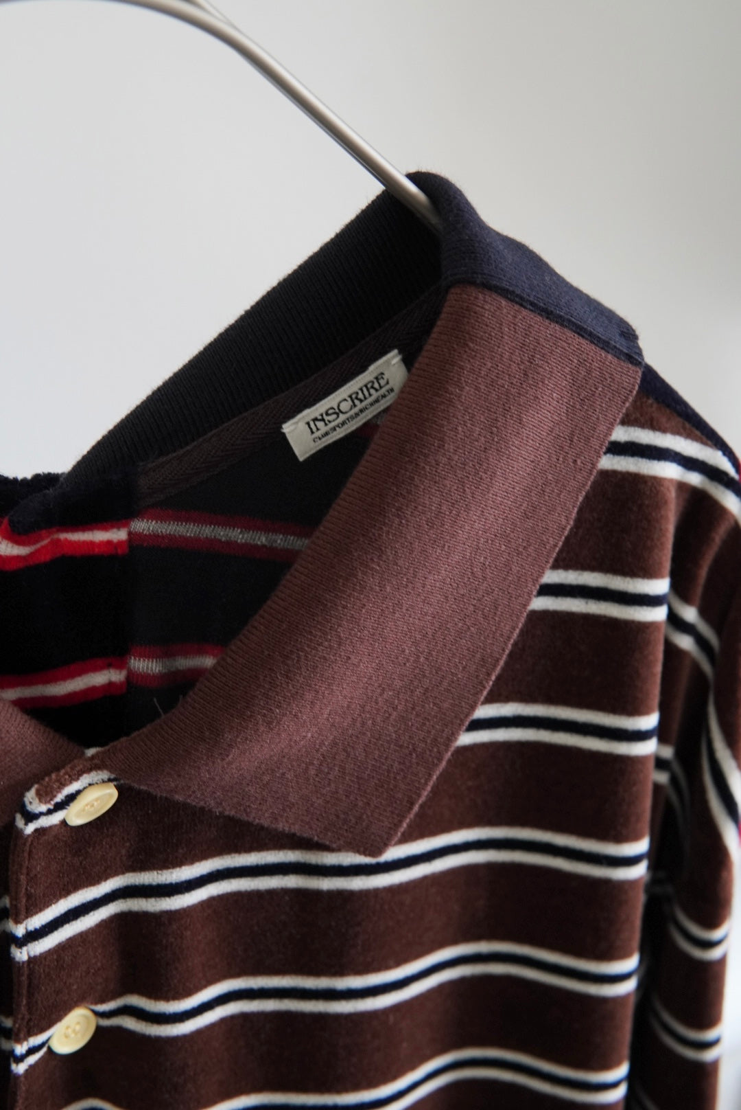 【INSCRIRE】Velvet Border 2Way Polo Shirt