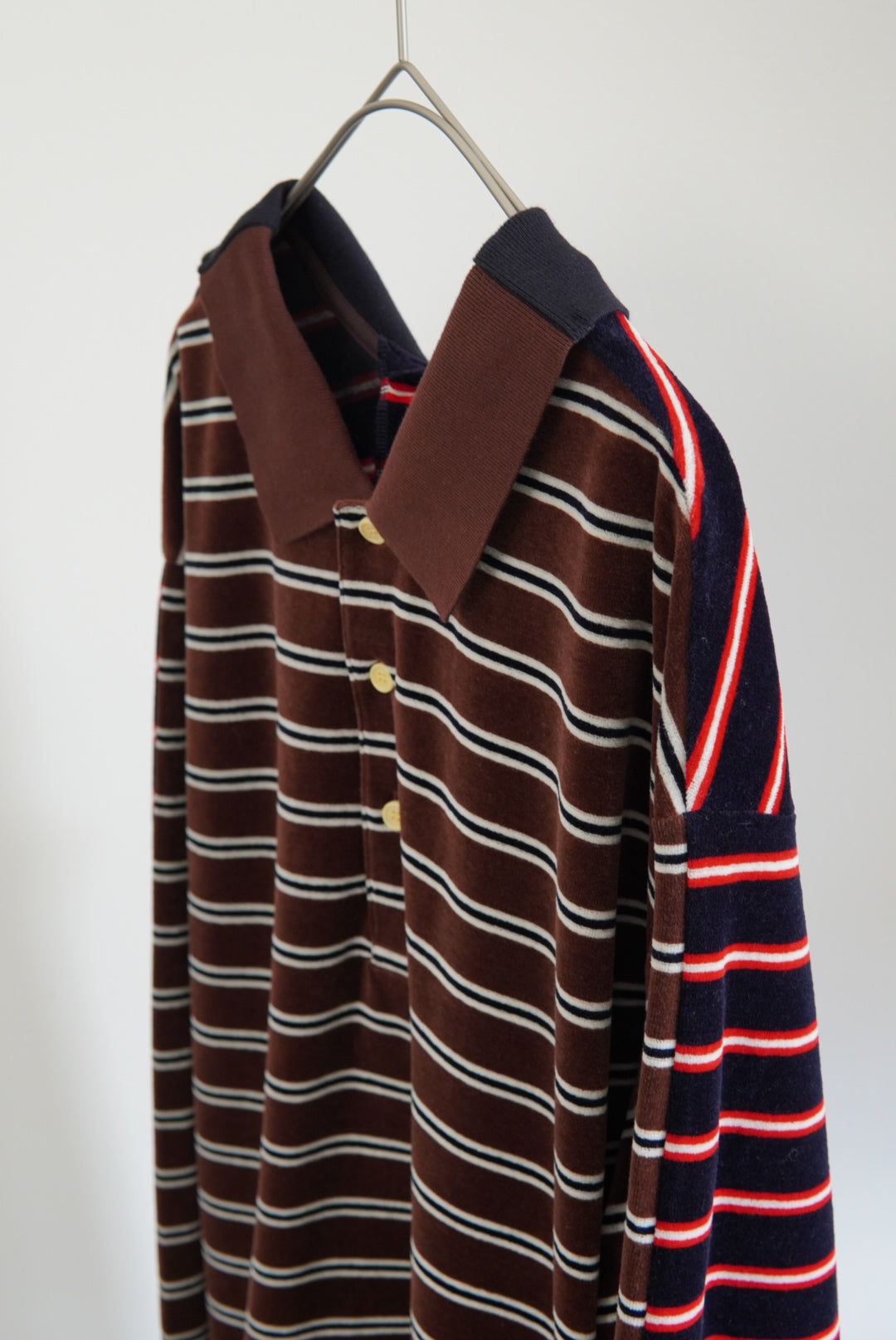 【INSCRIRE】Velvet Border 2Way Polo Shirt