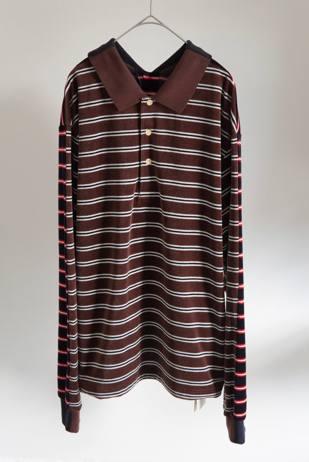 【INSCRIRE】Velvet Border 2Way Polo Shirt