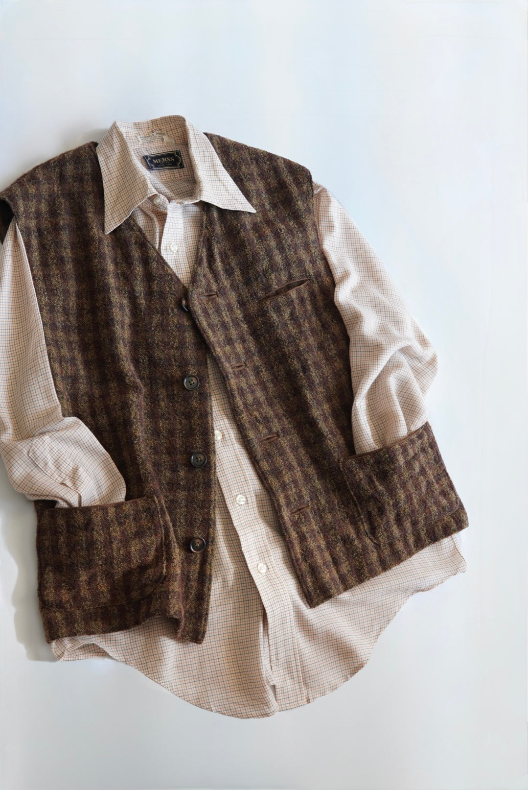 Virgin Wool Check Tweed Vest