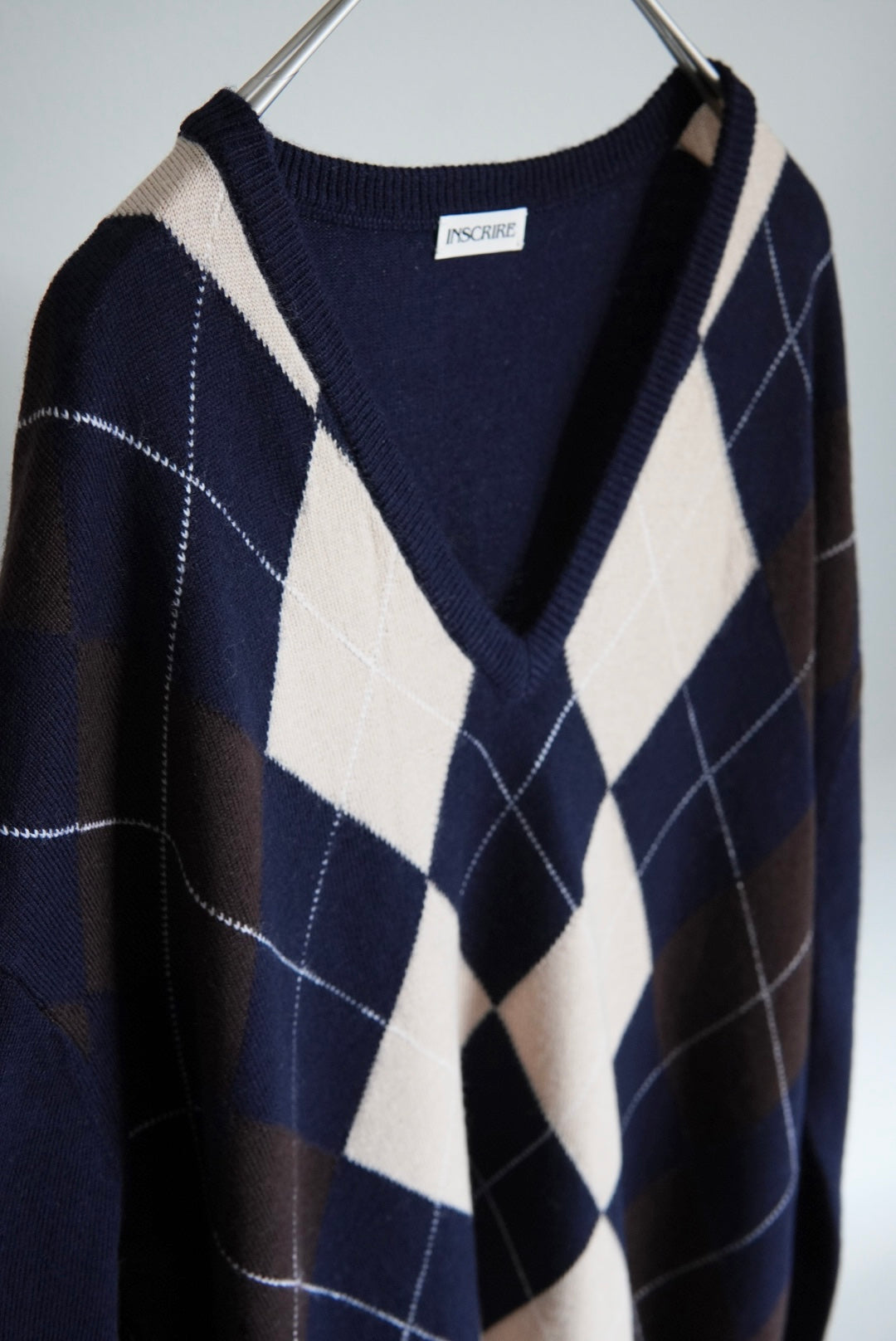 【INSCRIRE】Argyle V-Neck Sweater