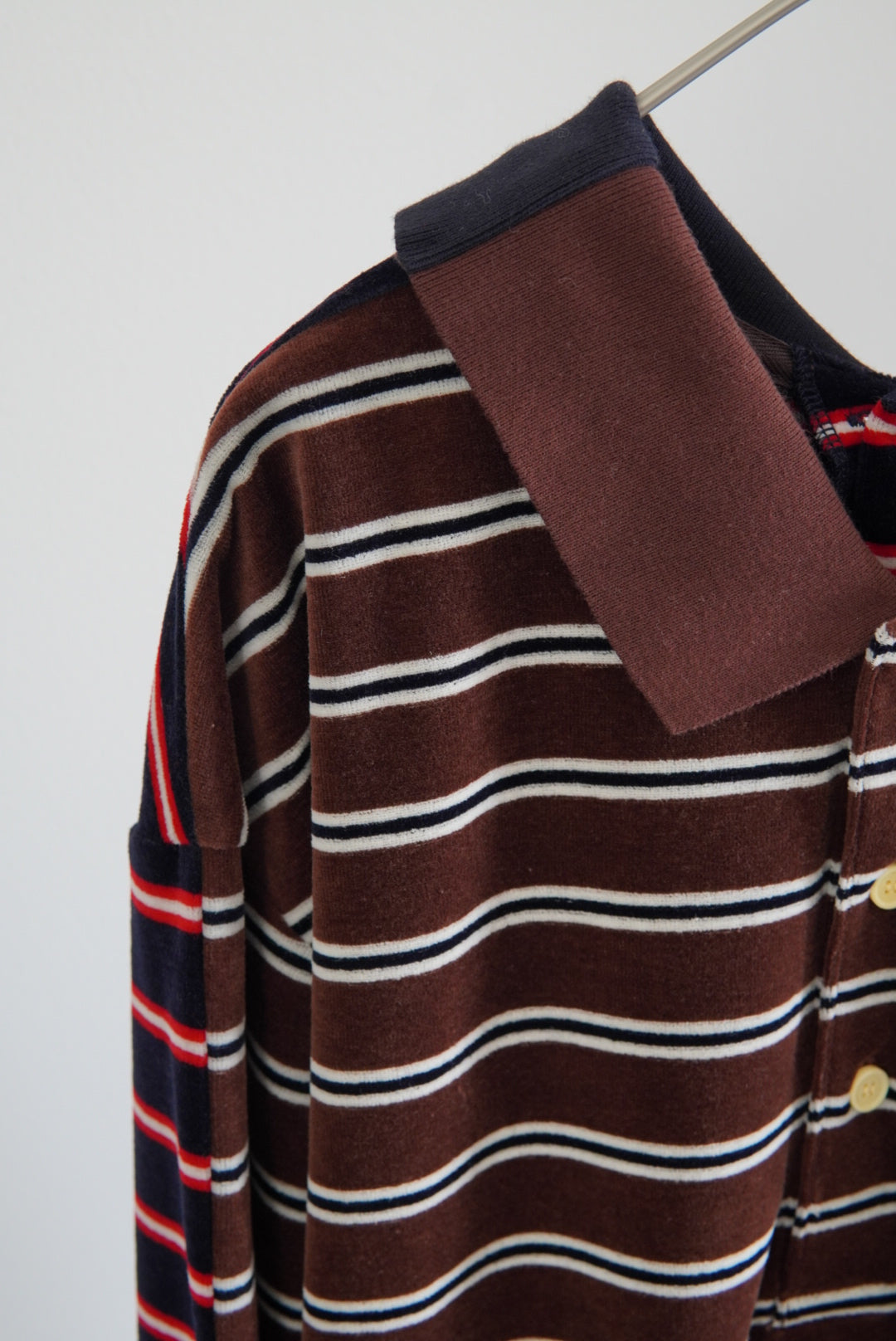 【INSCRIRE】Velvet Border 2Way Polo Shirt