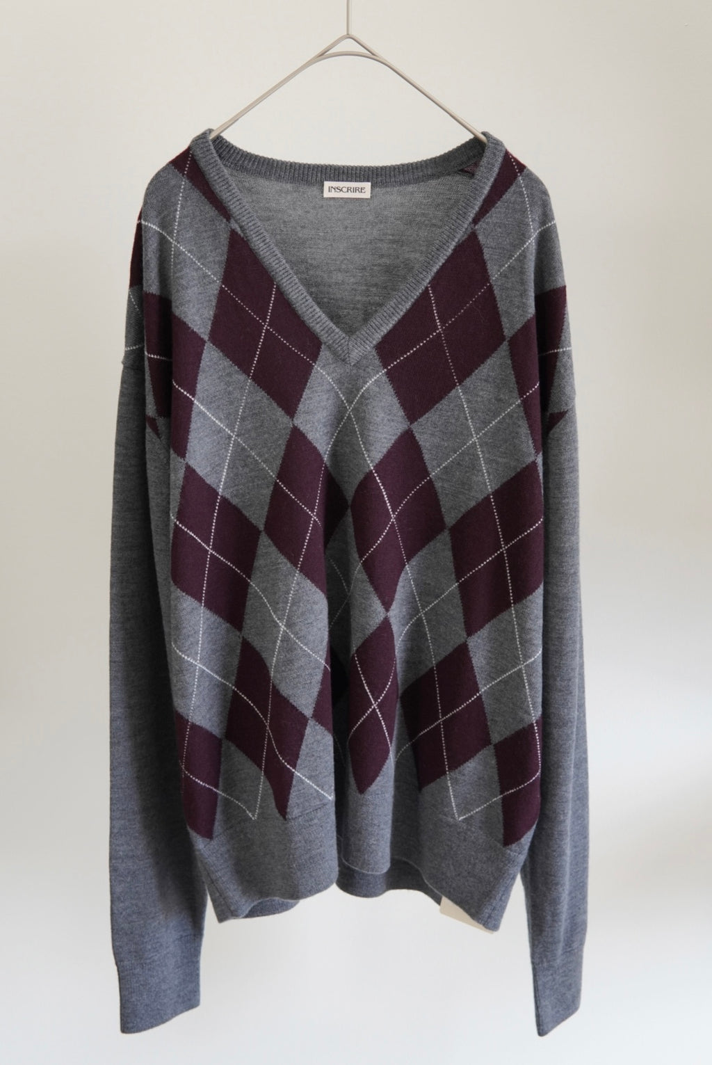 【INSCRIRE】Argyle V-Neck Sweater