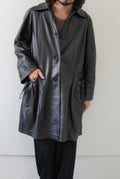 Drawstring Pocket Leather Car Coat