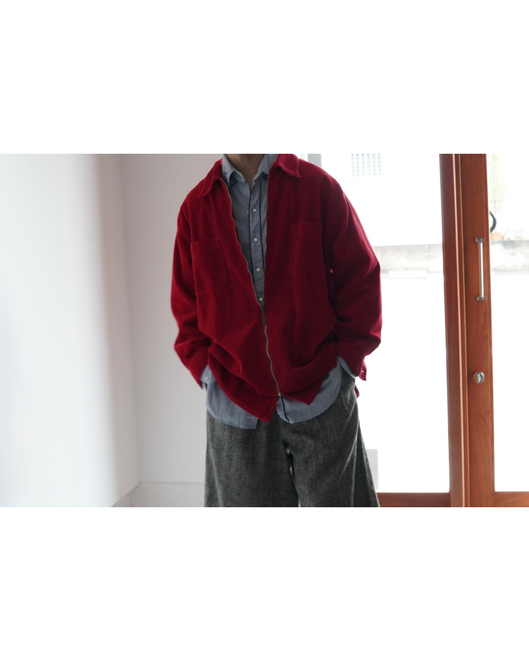 wide wale corduroy zip-up jacket