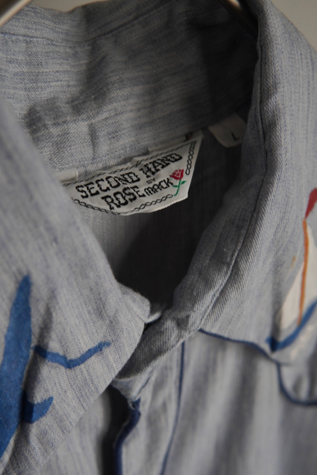 70s paint-marked contrast trim western shirt