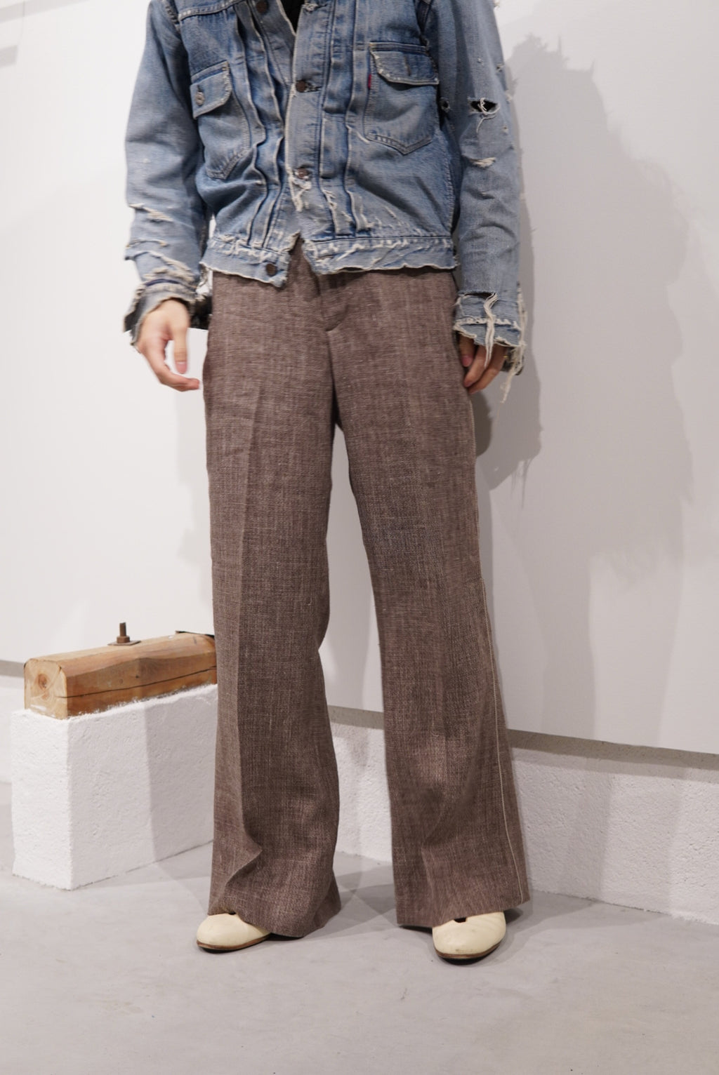 【SADE】Silk-Linen Flare Pants