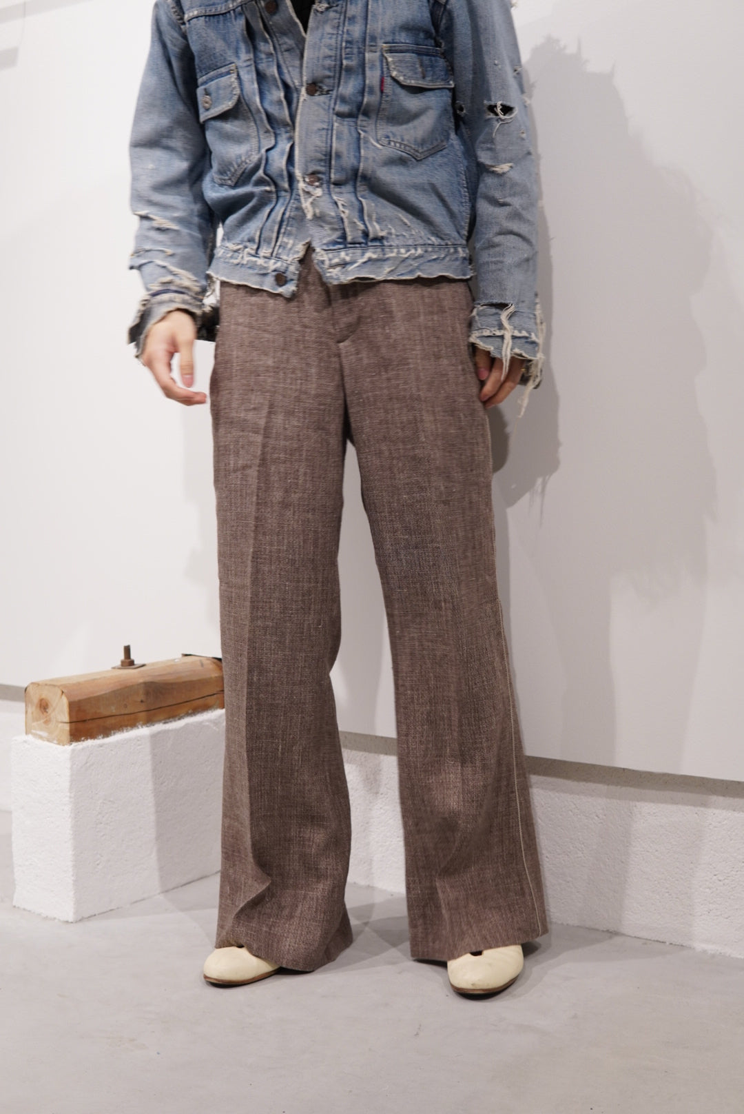 【SADE】Silk-Linen Flare Pants