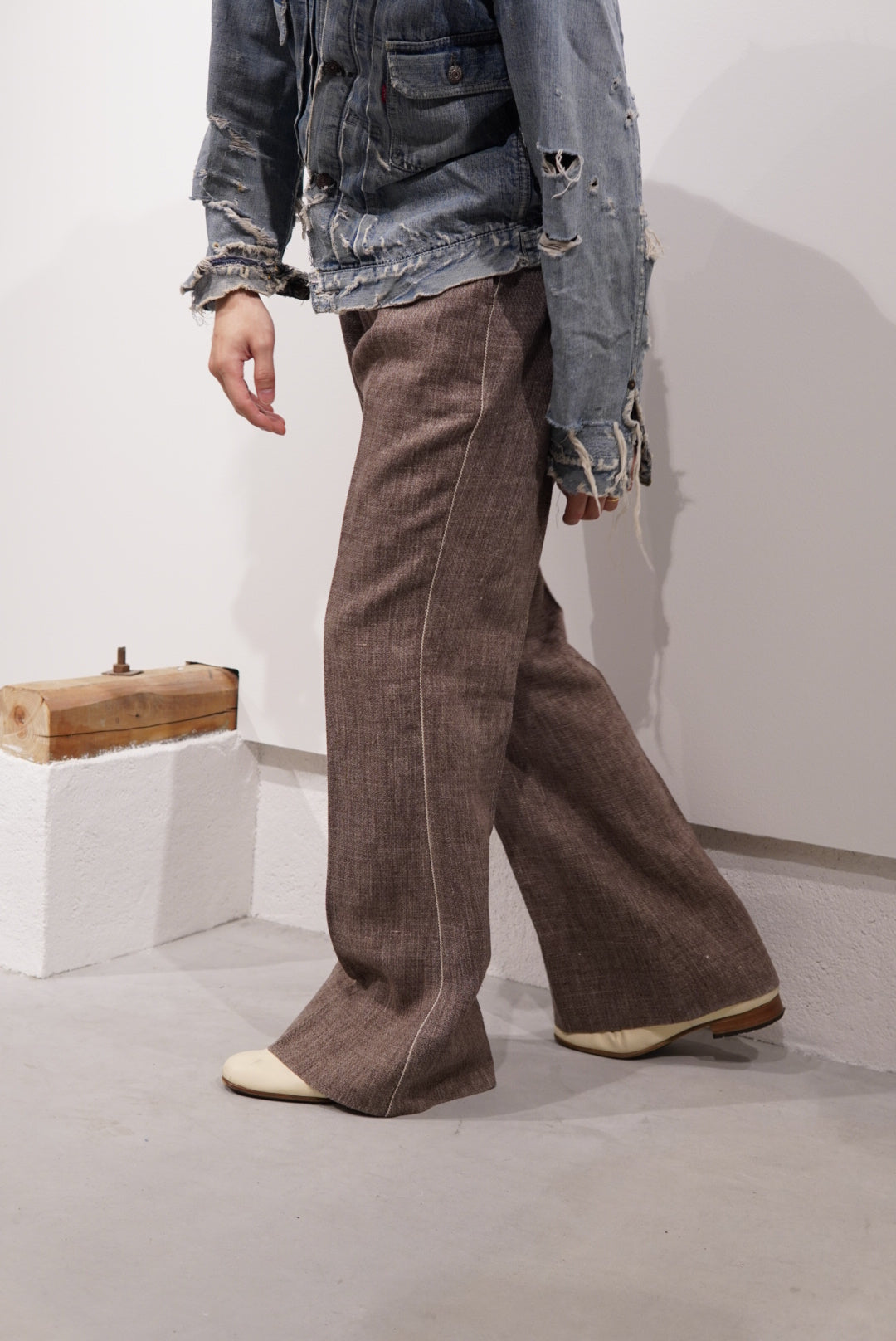 【SADE】Silk-Linen Flare Pants