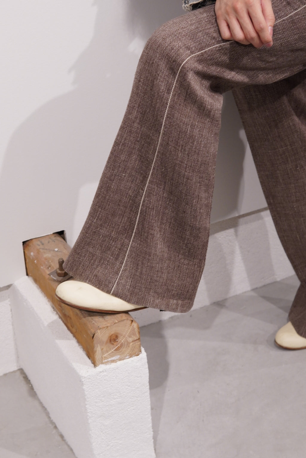 【SADE】Silk-Linen Flare Pants