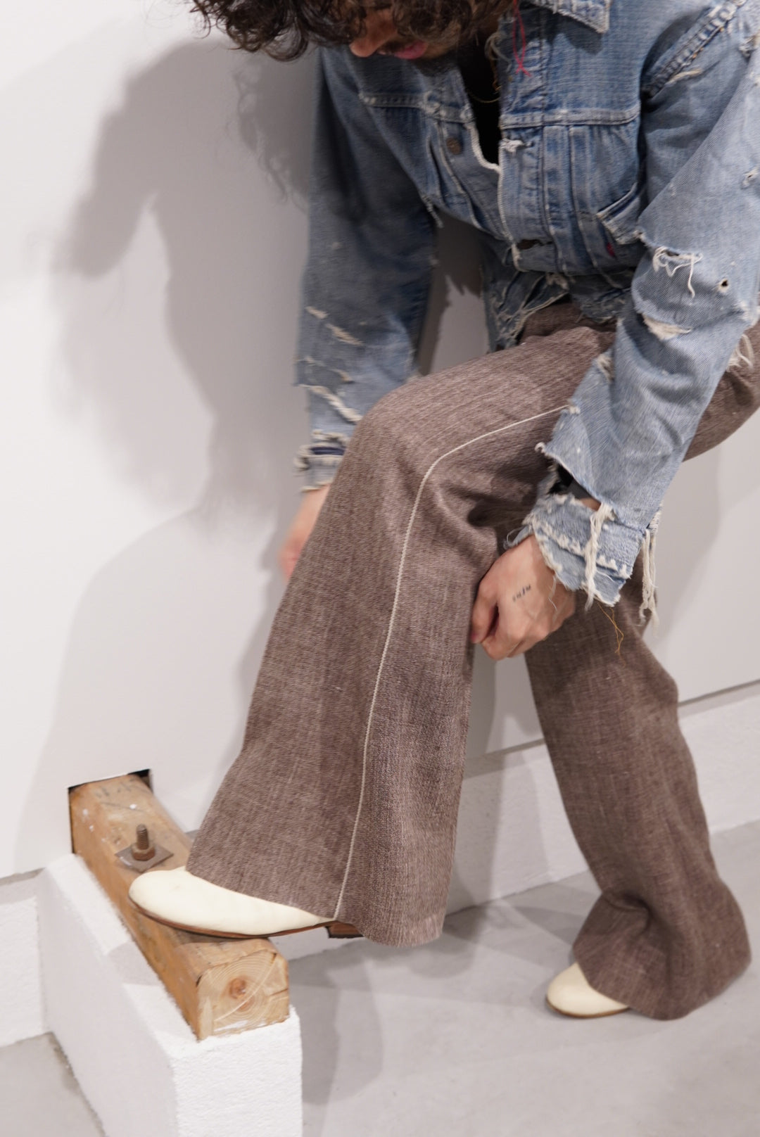 【SADE】Silk-Linen Flare Pants