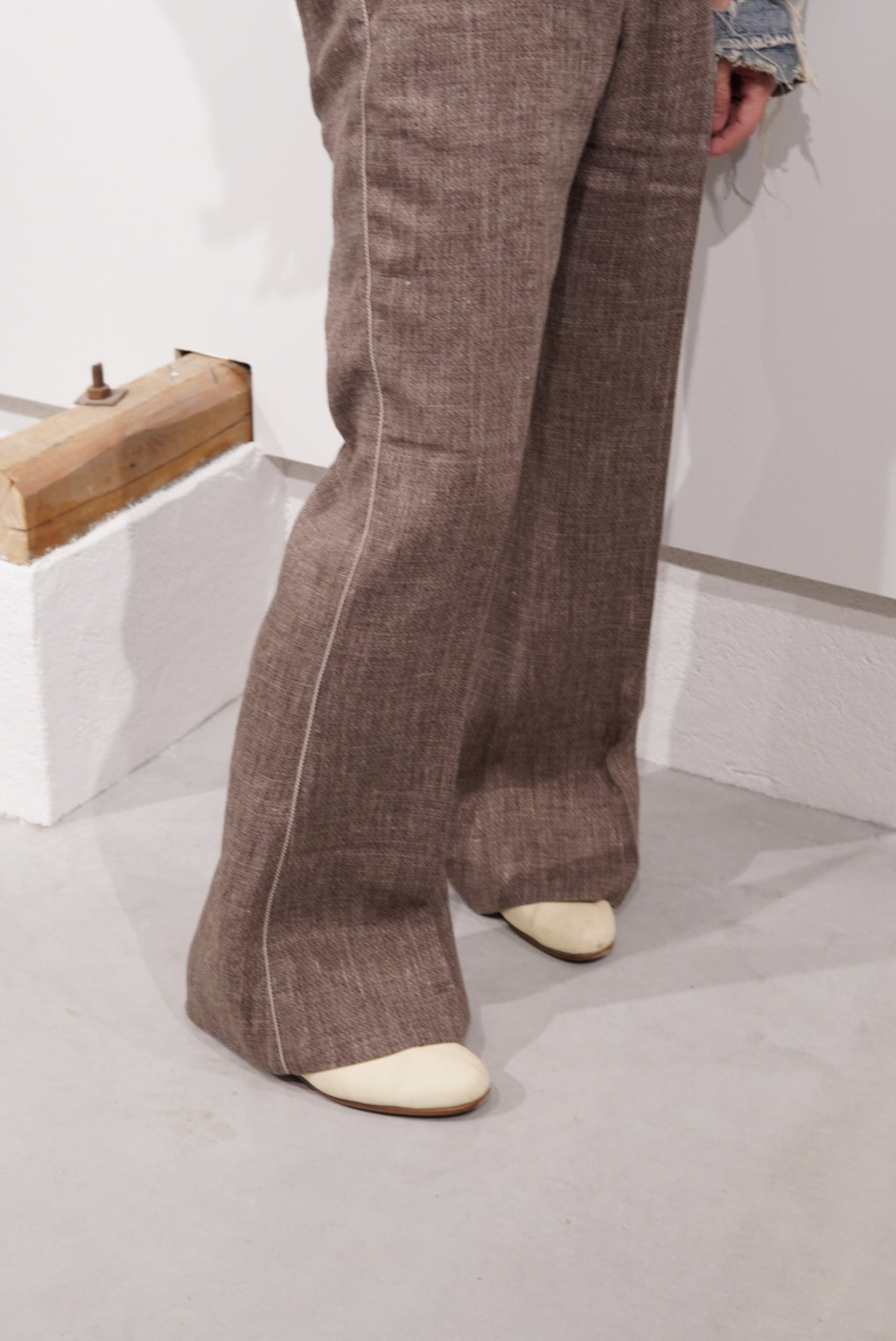 【SADE】Silk-Linen Flare Pants