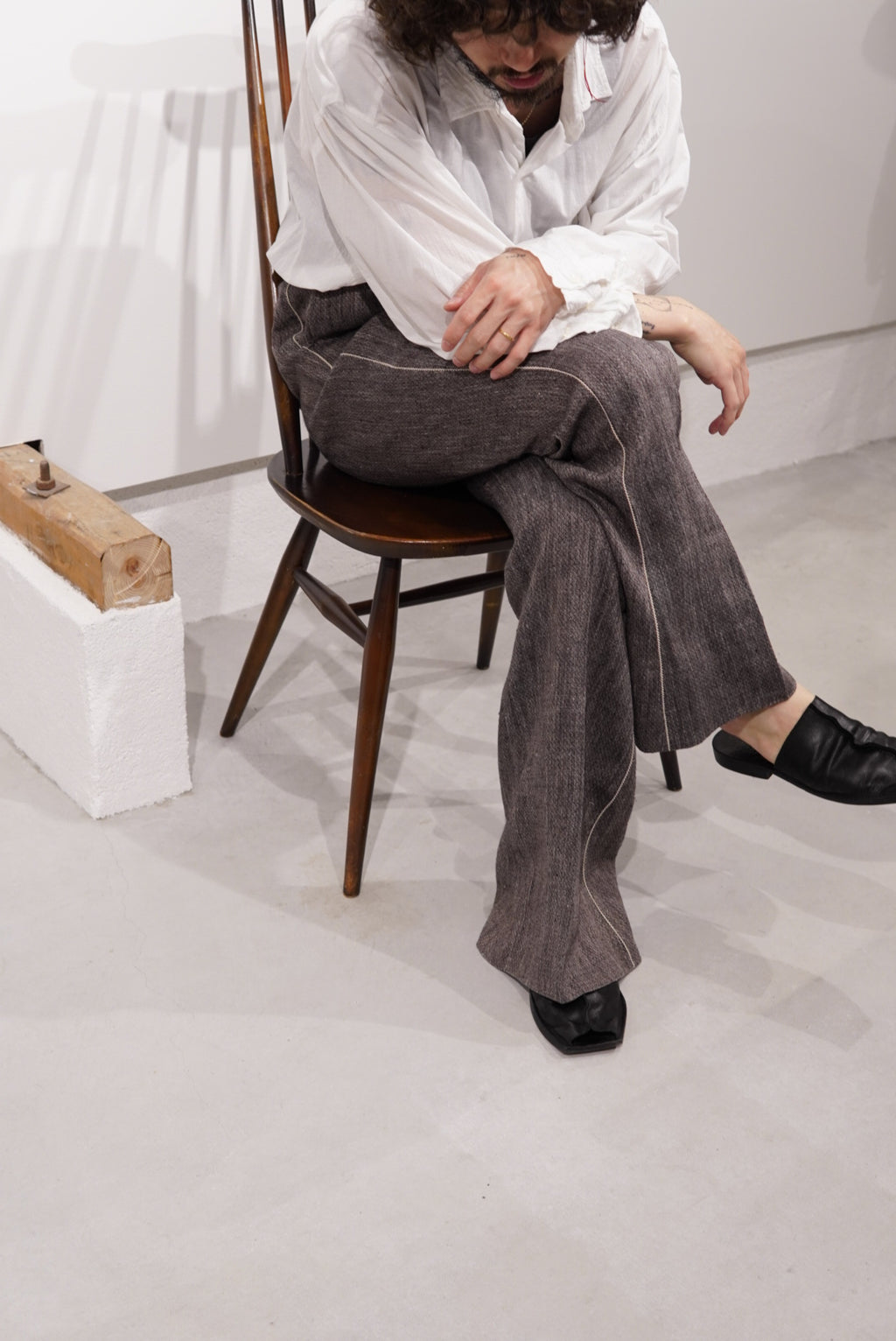 【SADE】Silk-Linen Flare Pants