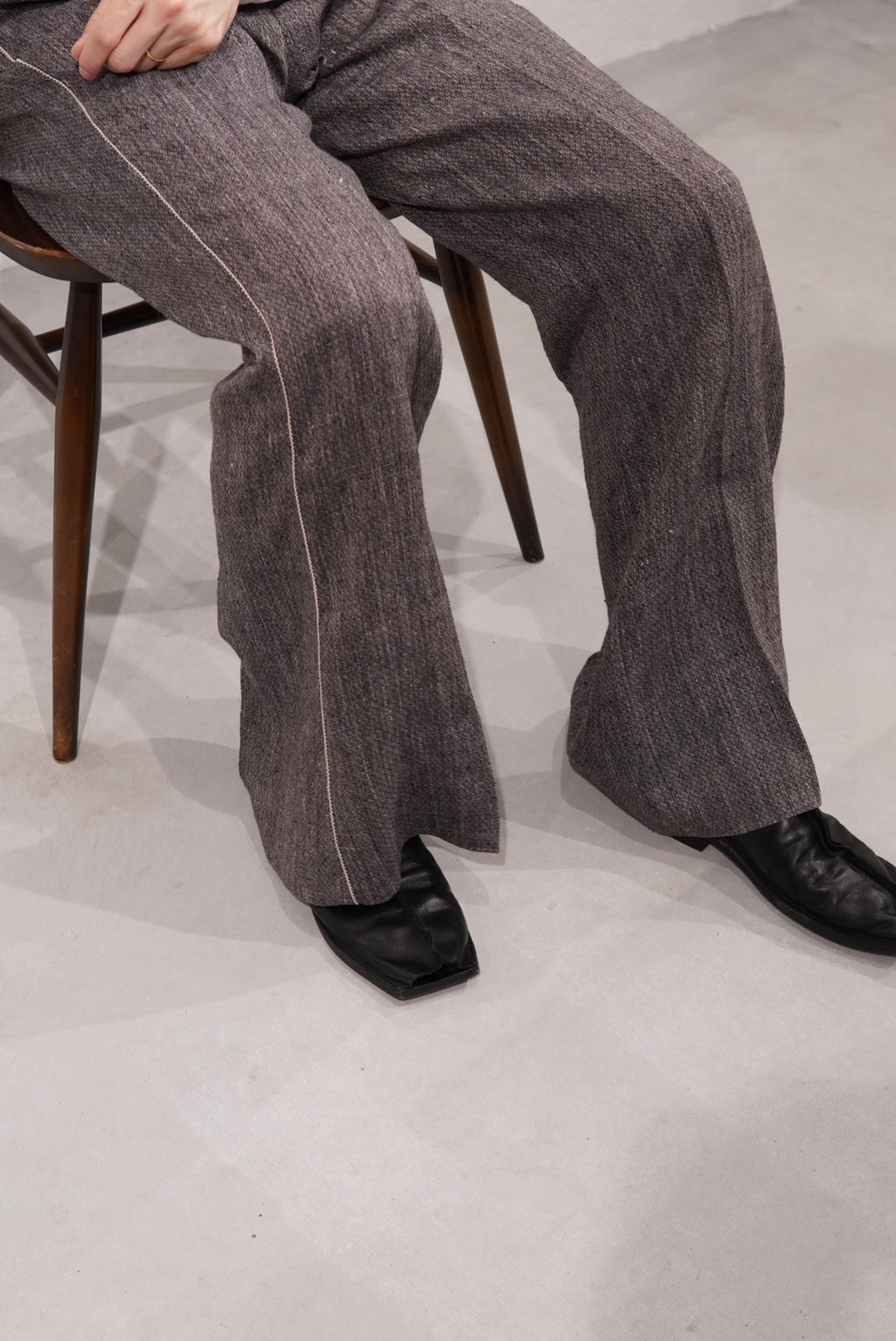 【SADE】Silk-Linen Flare Pants
