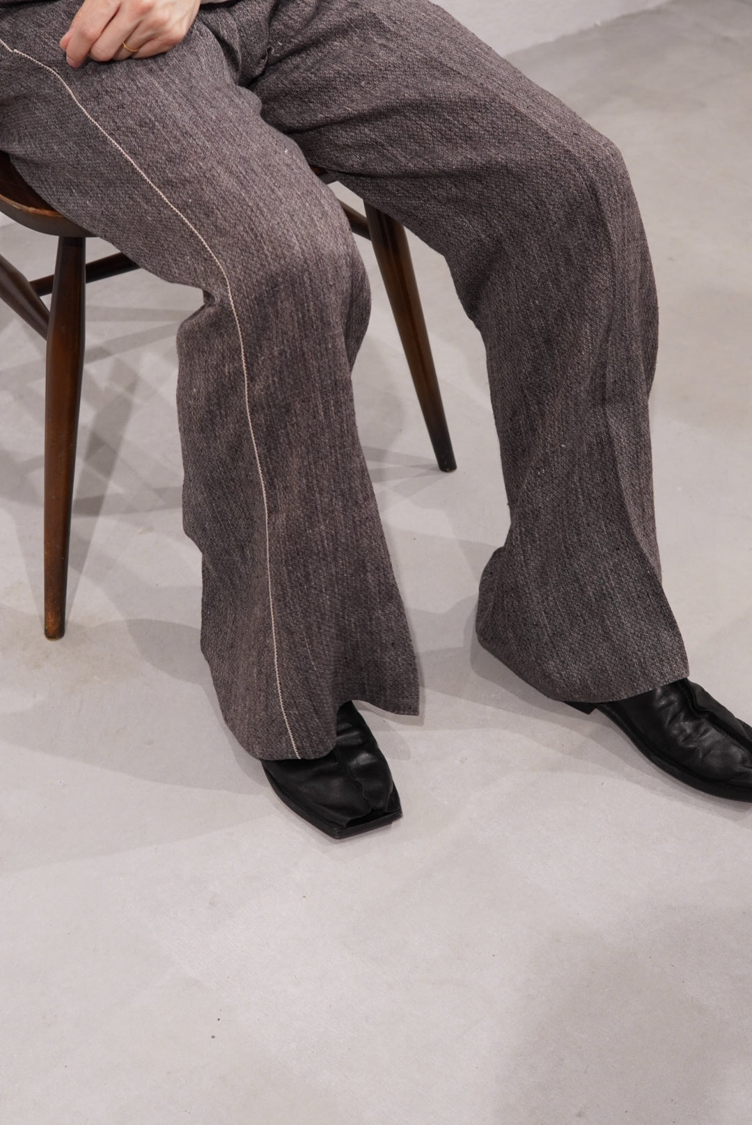 【SADE】Silk-Linen Flare Pants