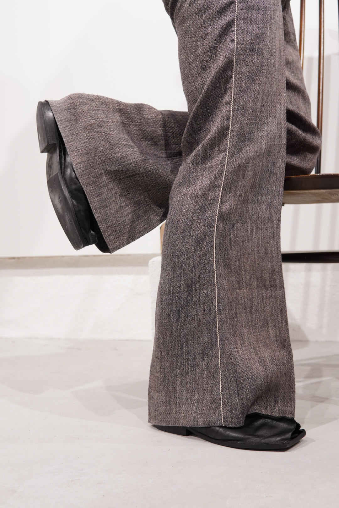 【SADE】Silk-Linen Flare Pants