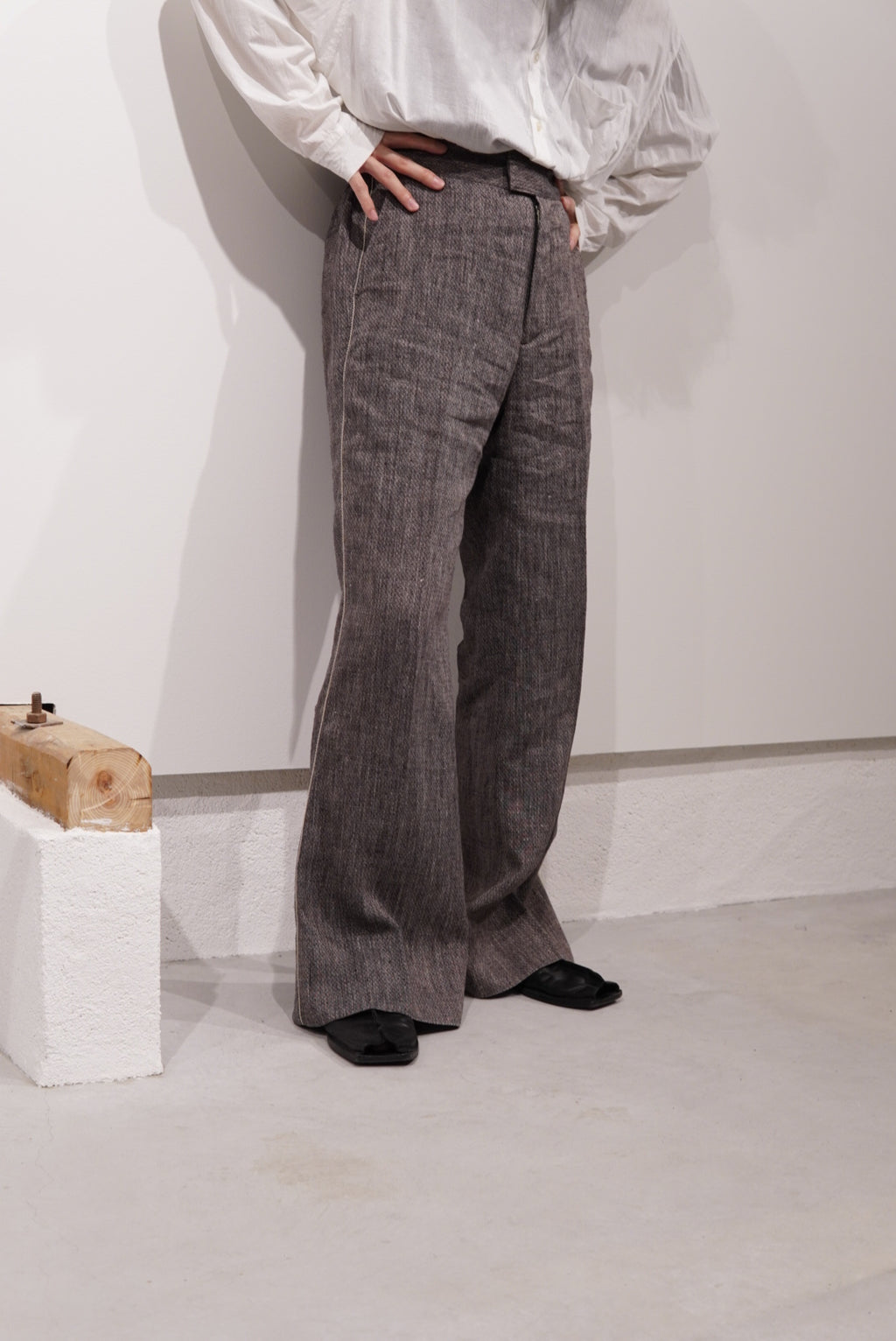 【SADE】Silk-Linen Flare Pants
