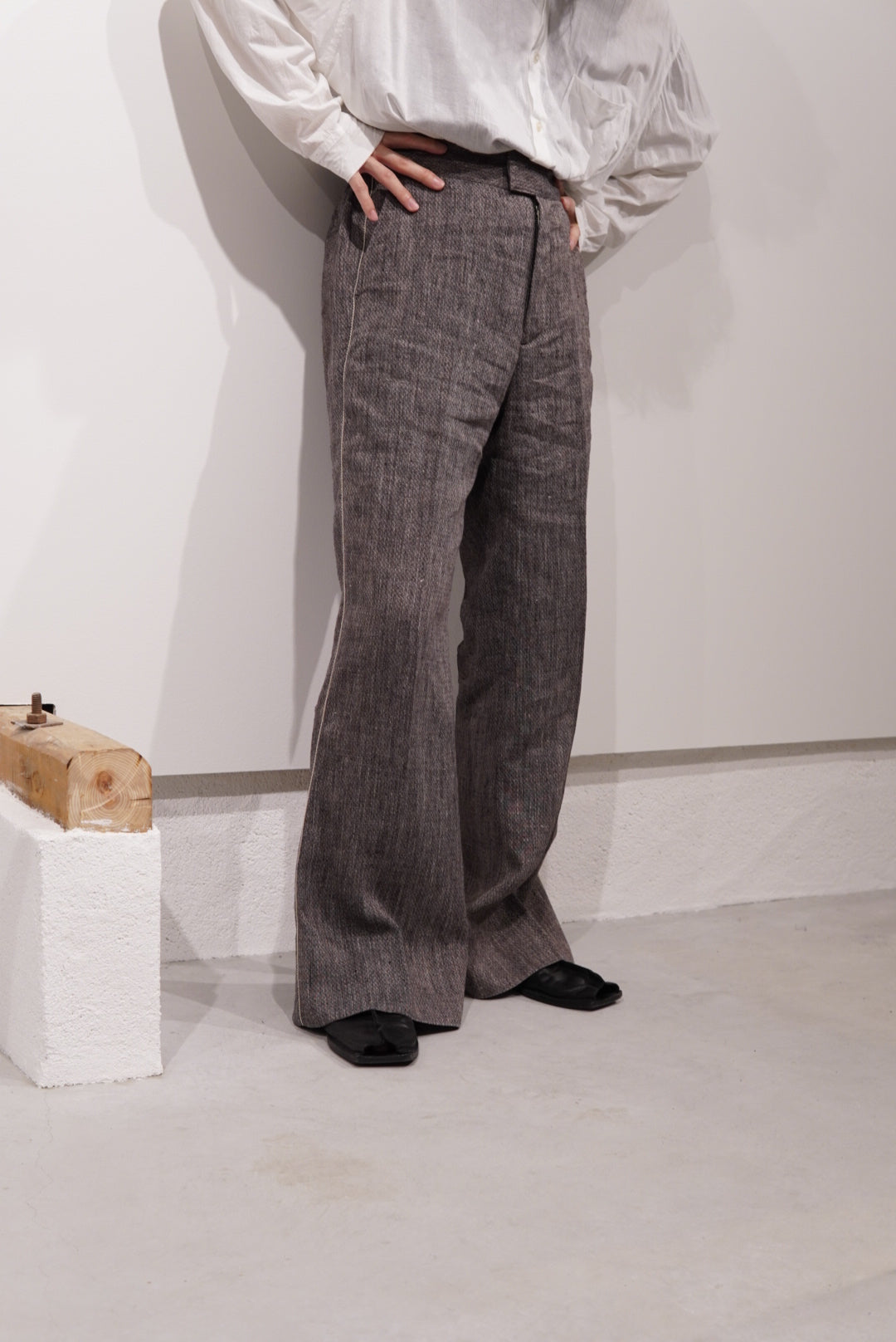 【SADE】Silk-Linen Flare Pants