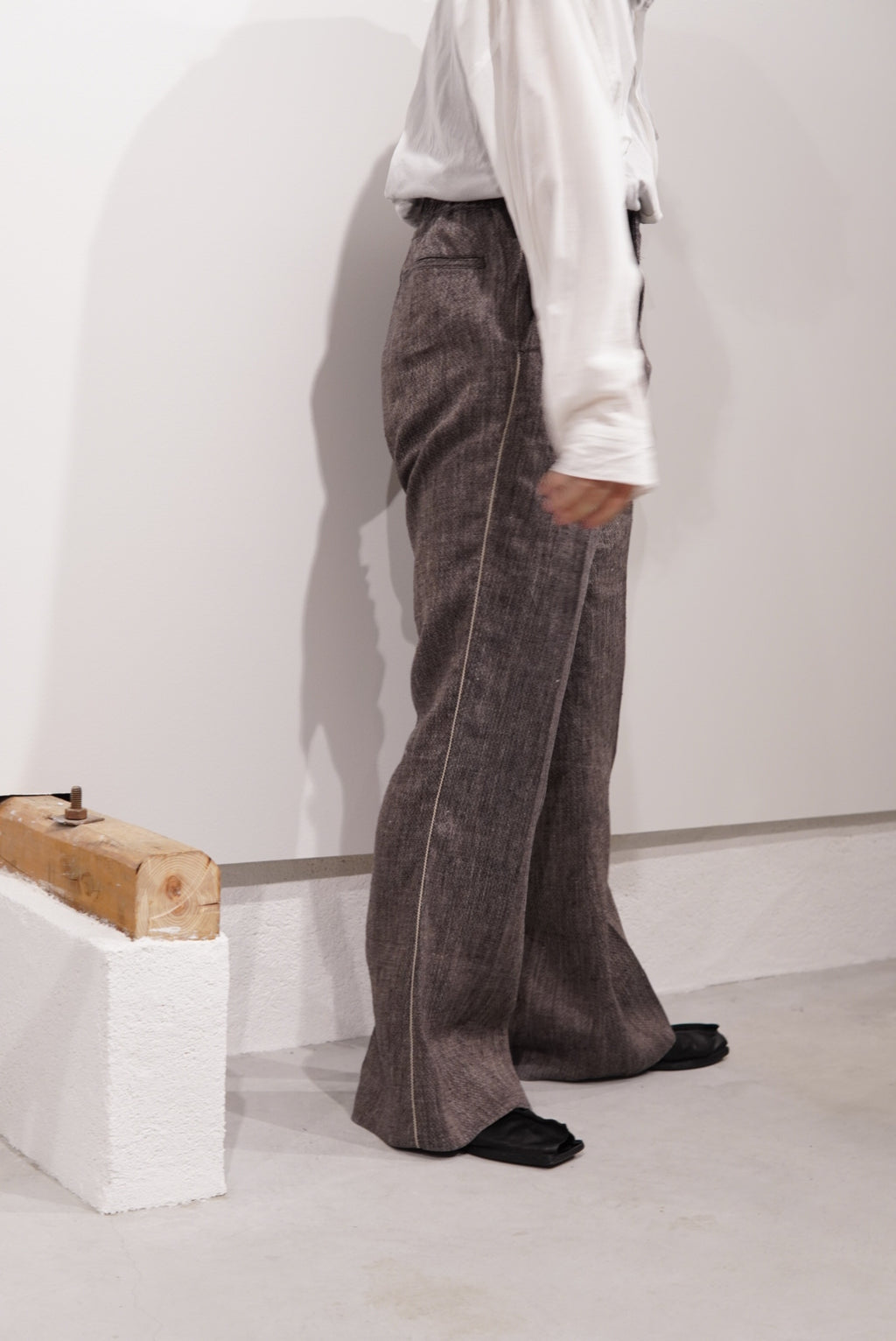 【SADE】Silk-Linen Flare Pants