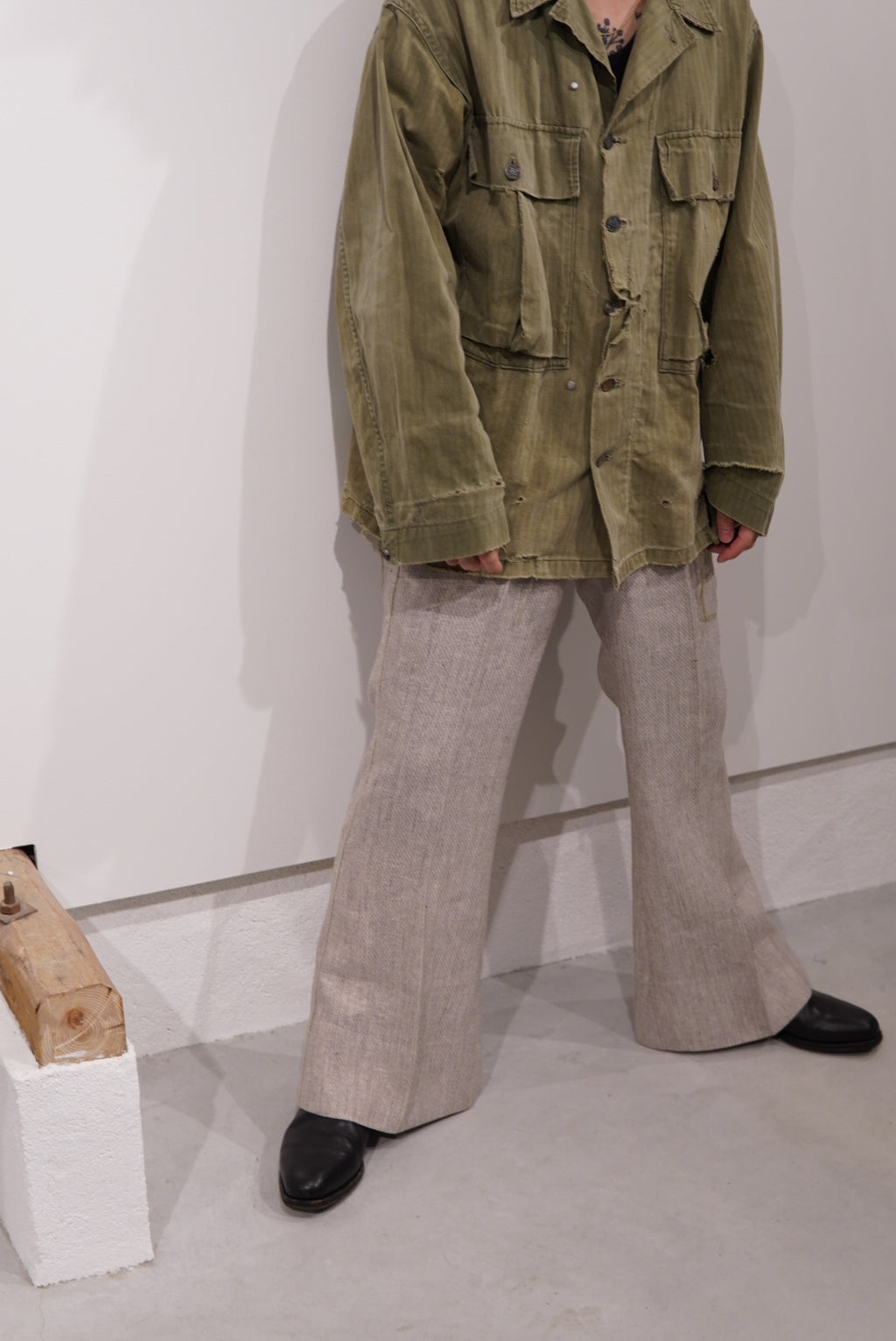 【SADE】Silk-Linen Flare pants